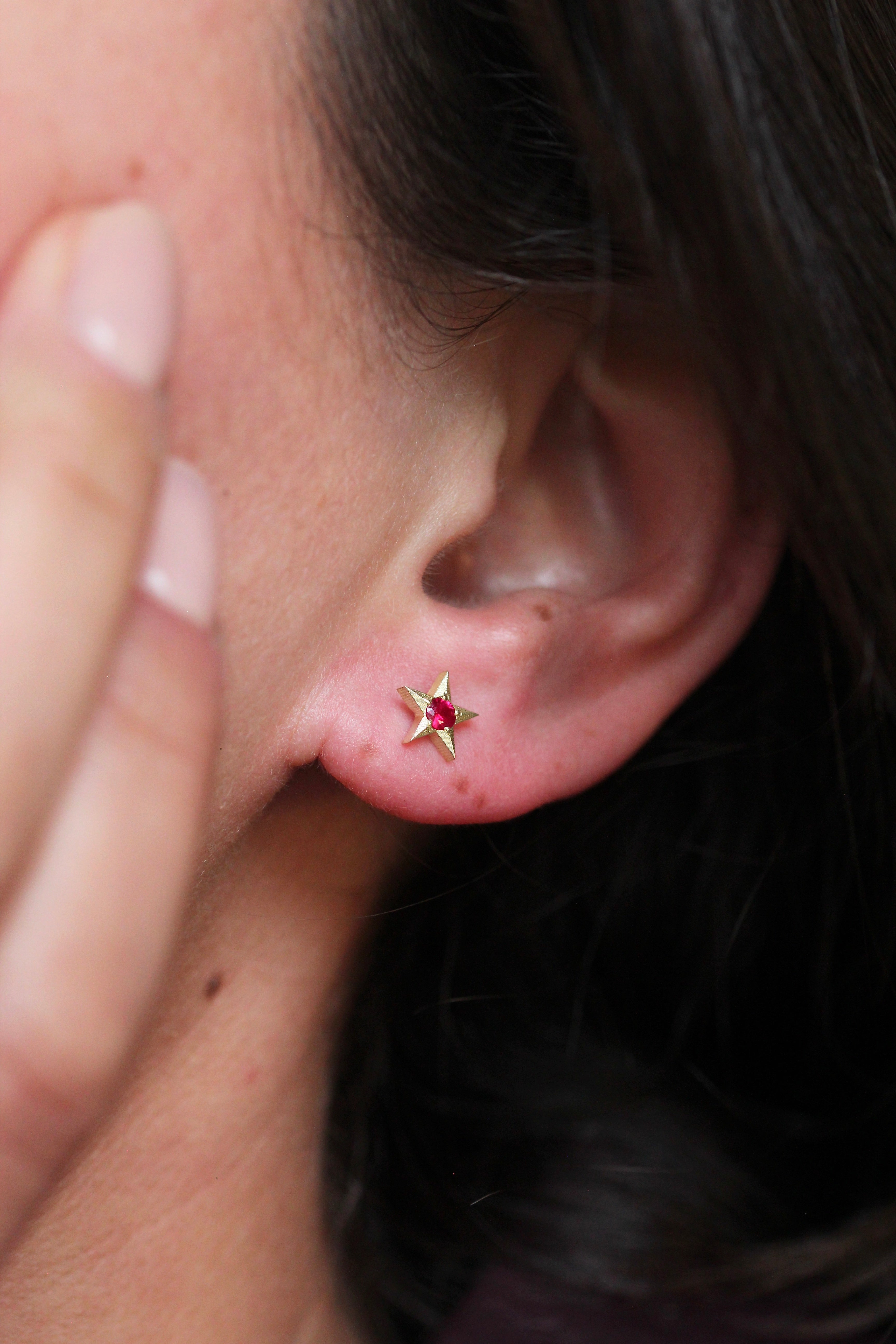 Stella Ruby Studs in Yellow Gold