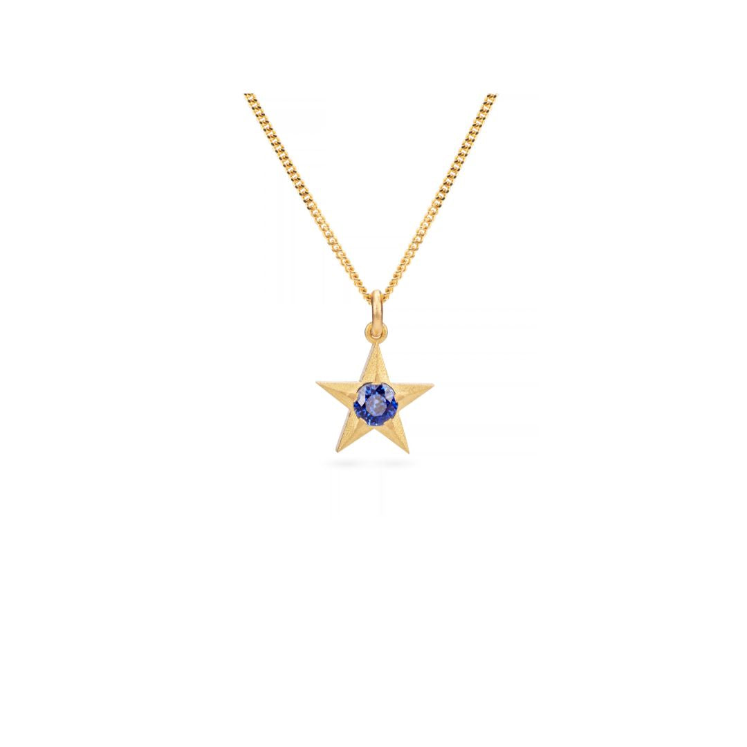 Stella Yellow Gold Necklace with Sapphire