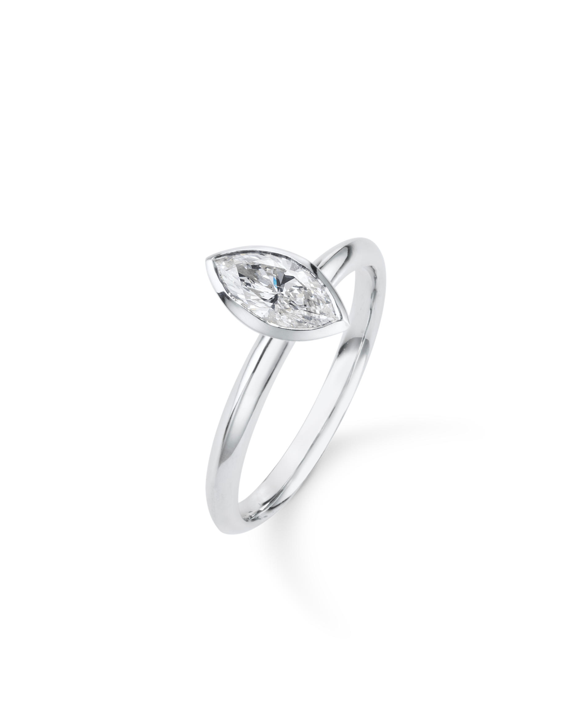Marquise Diamond Engagement Ring in 18ct White Gold