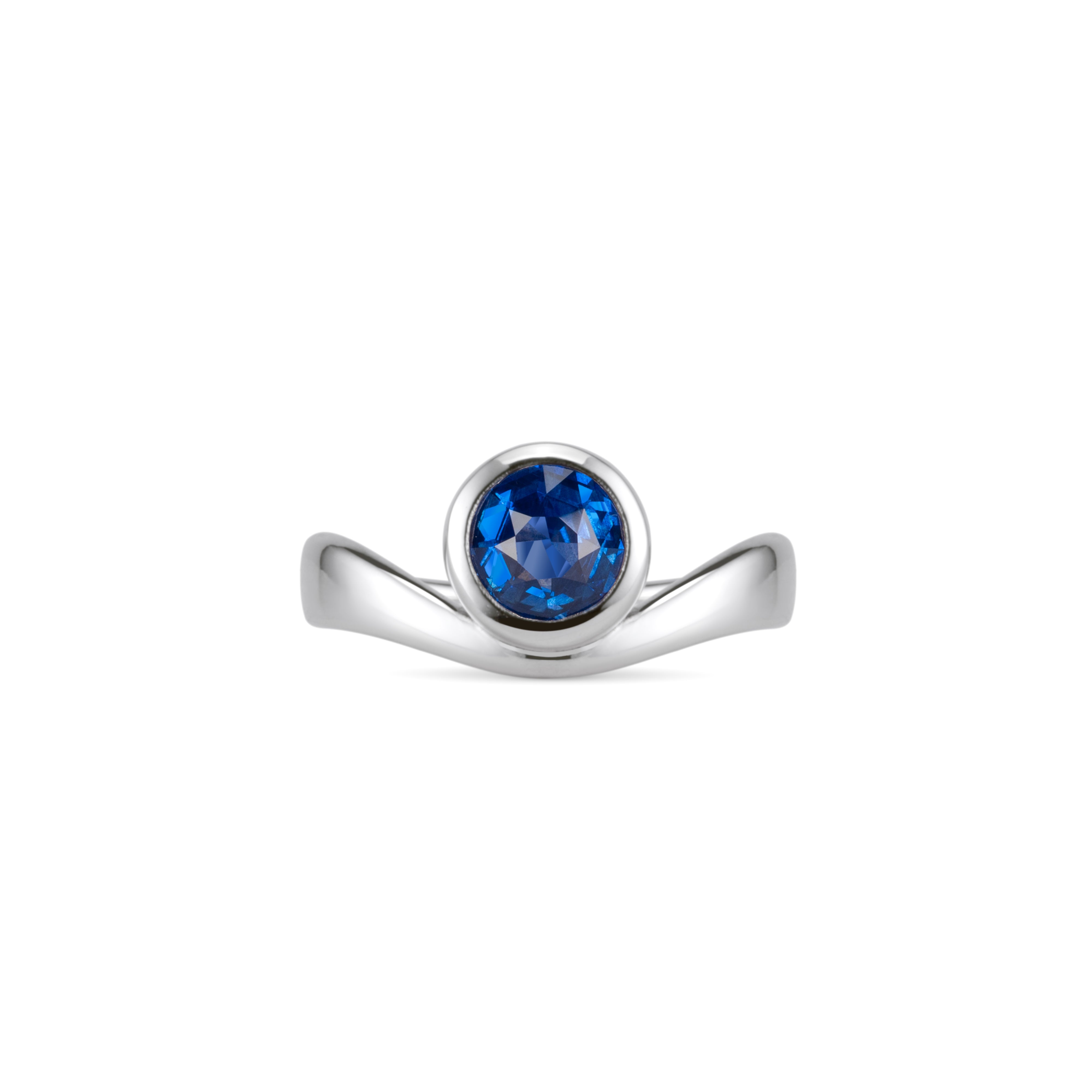 Curve Sapphire Enegament Ring White Gold
