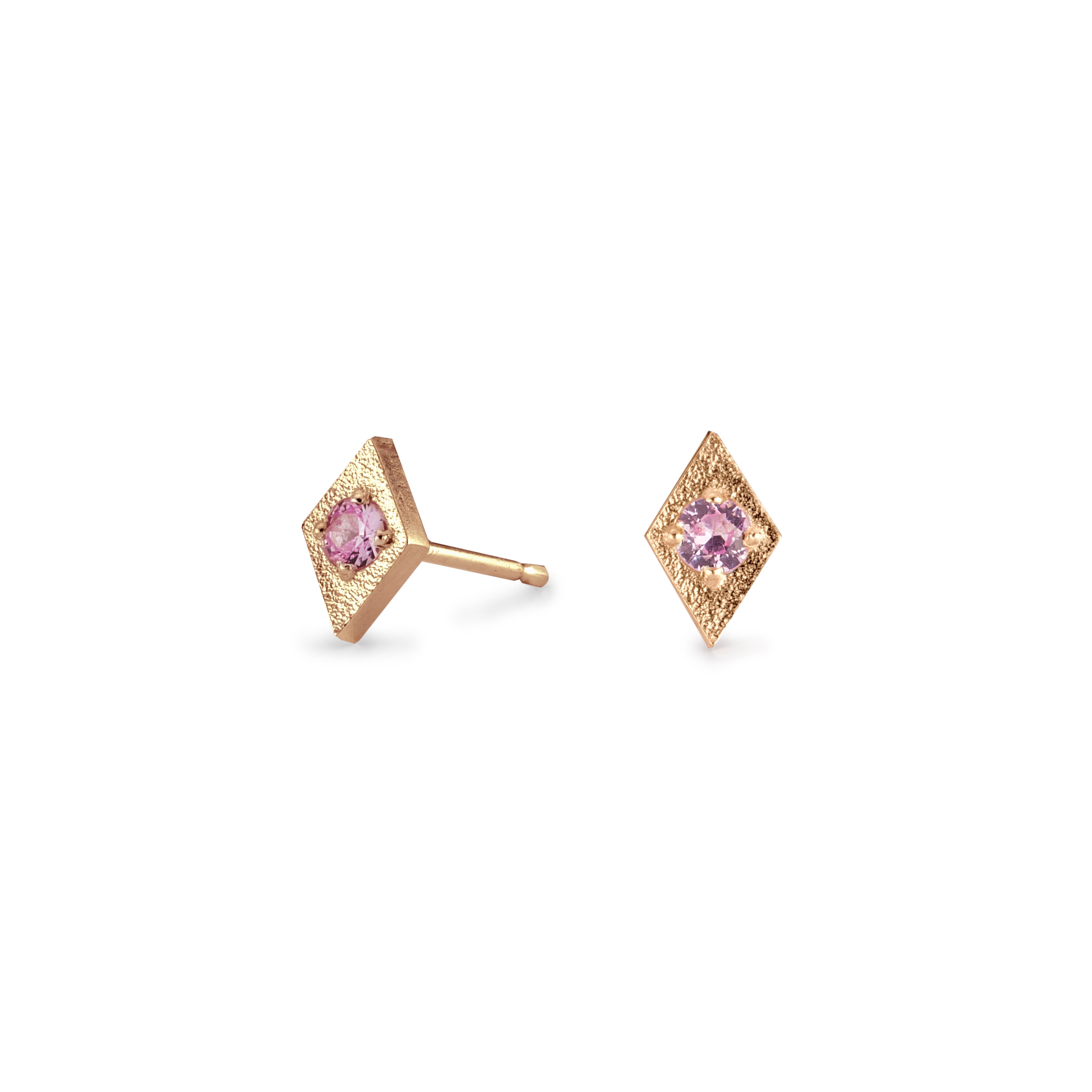 Pink Sapphire Gold Studs