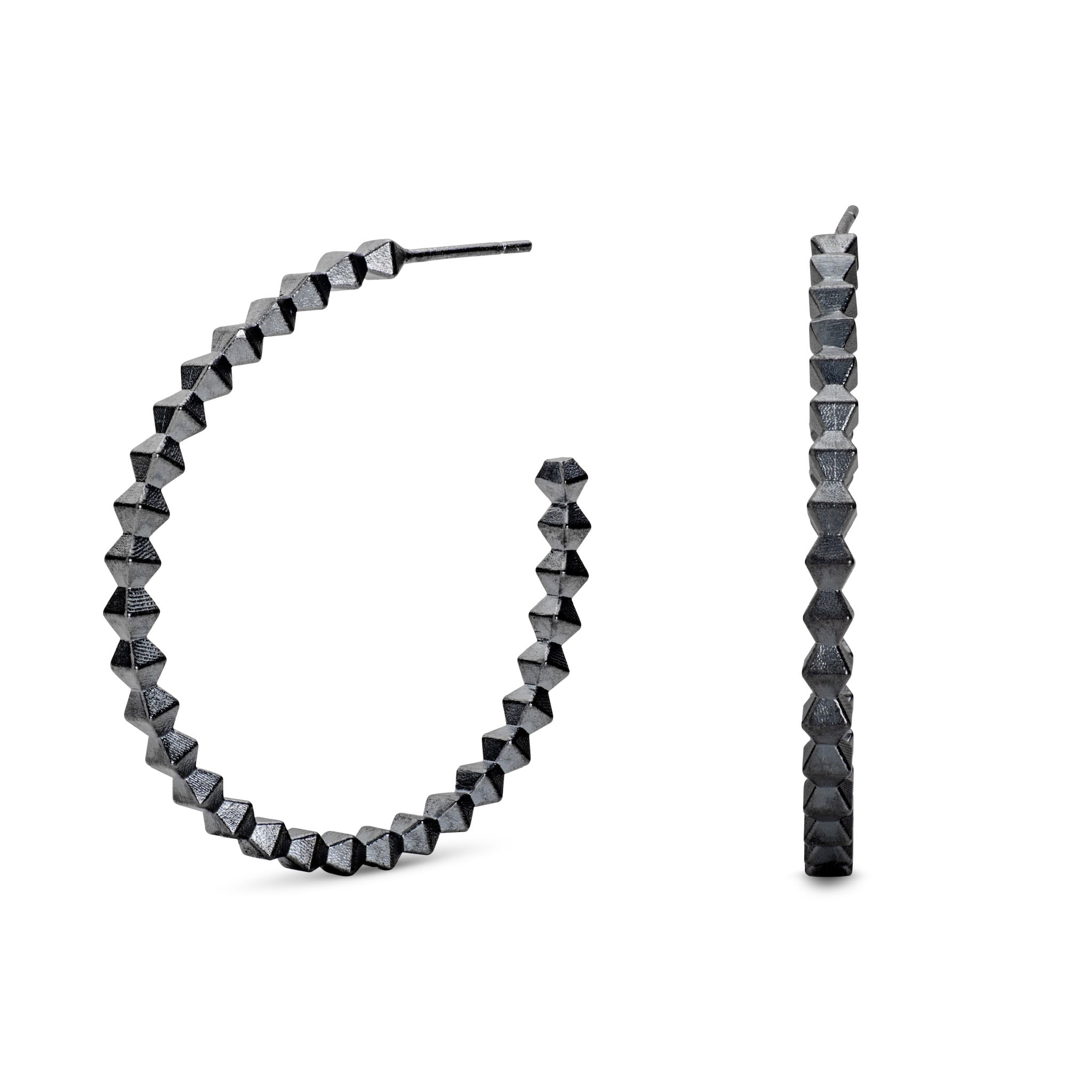 Black Pyra Large Hoop Earrings