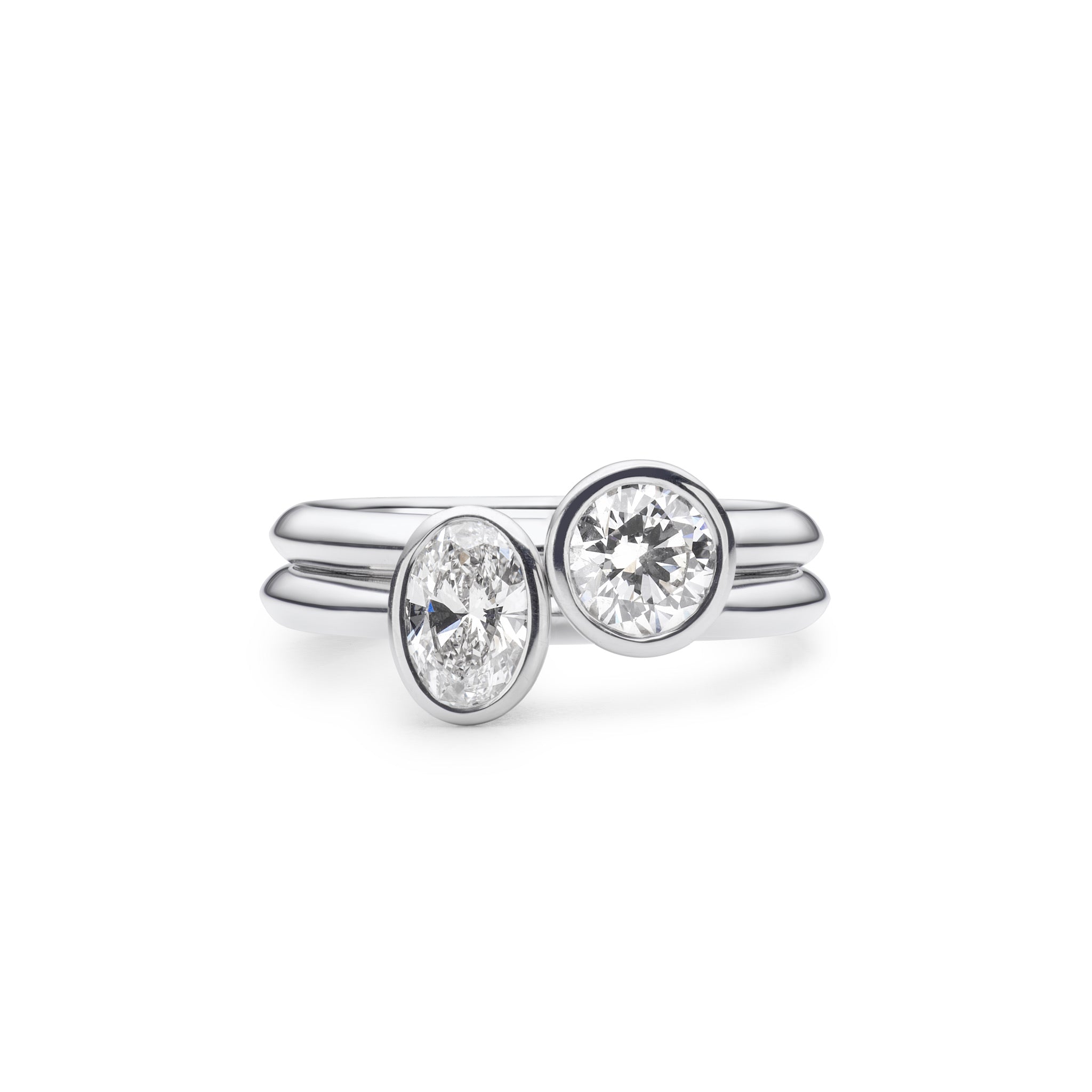 Oval Cut Natural Diamond Engagement white gold ring