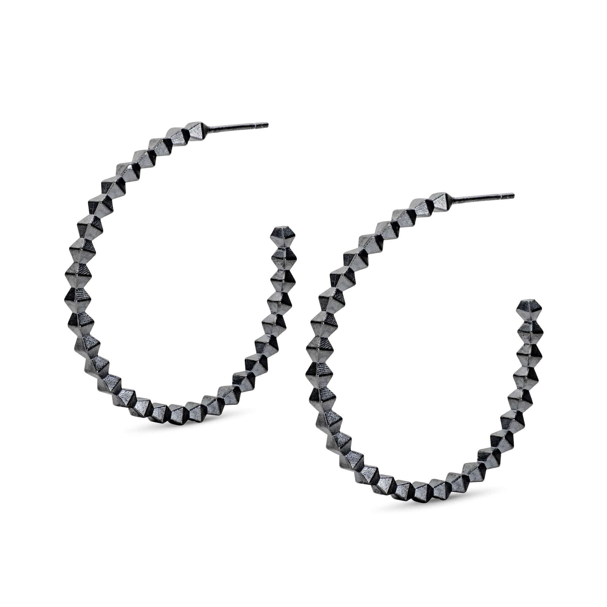 Black Pyra Large Hoop Earrings