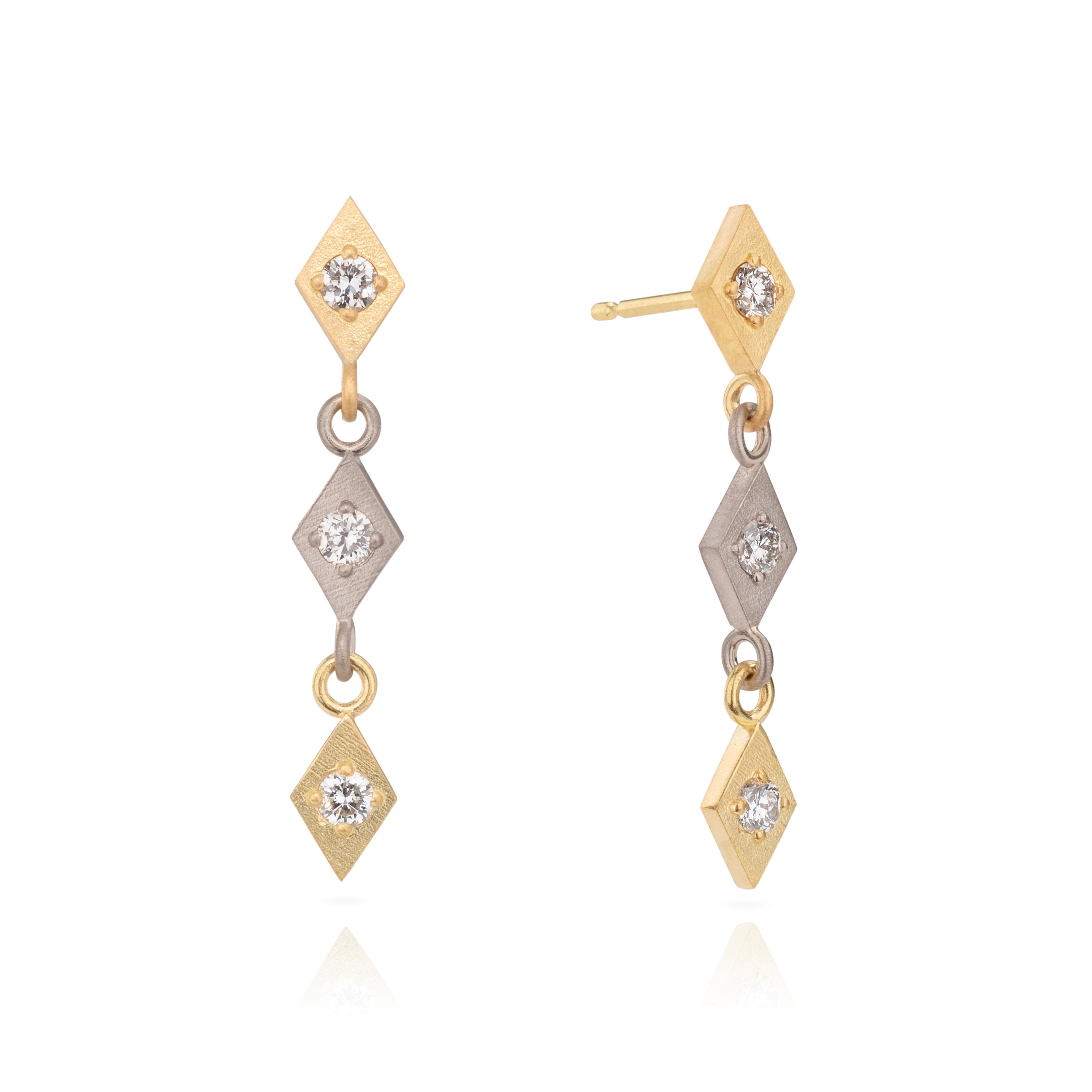 Harlequin Diamond Drop Earrings in 18ct Gold