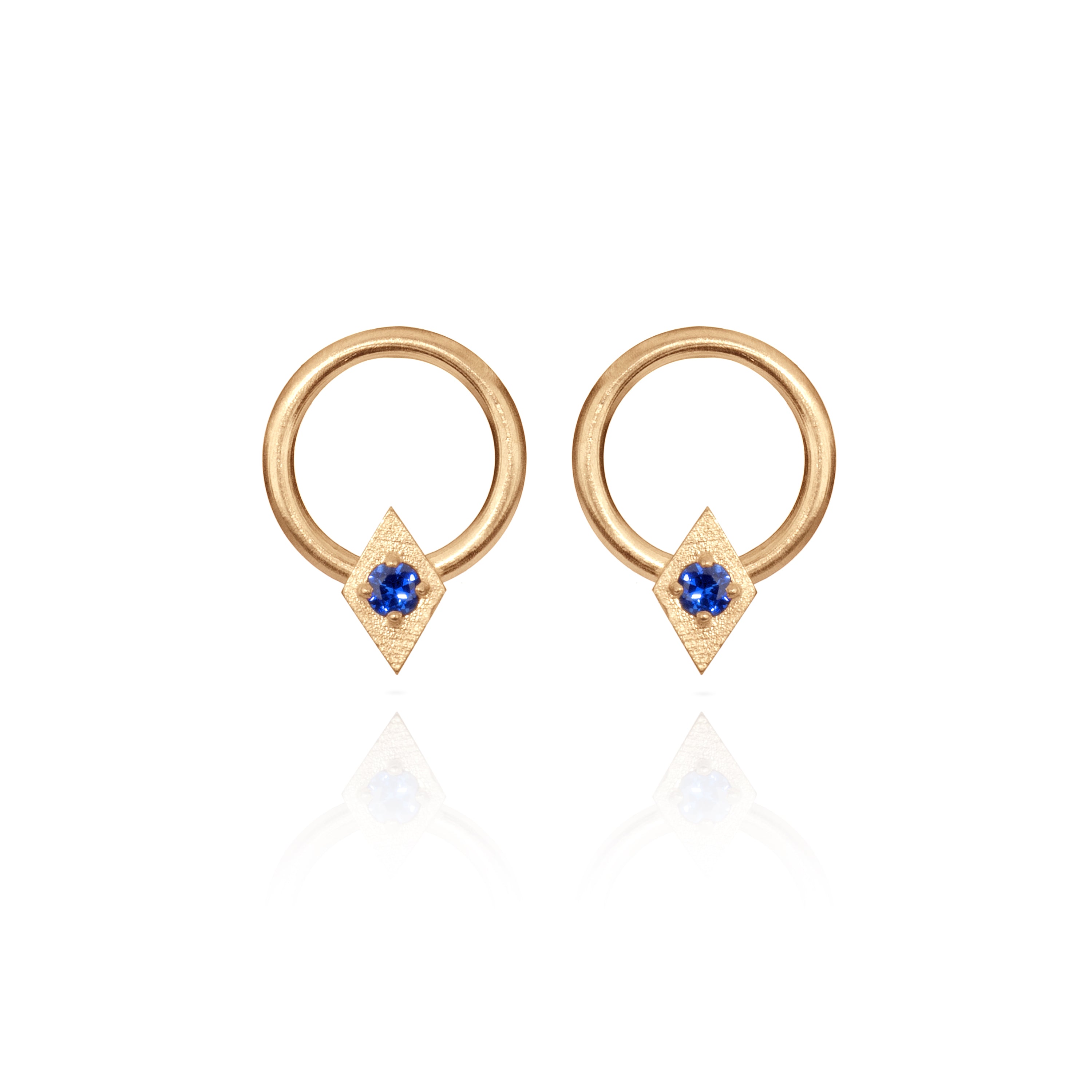 Harlequin Gold Halo Blue Studs