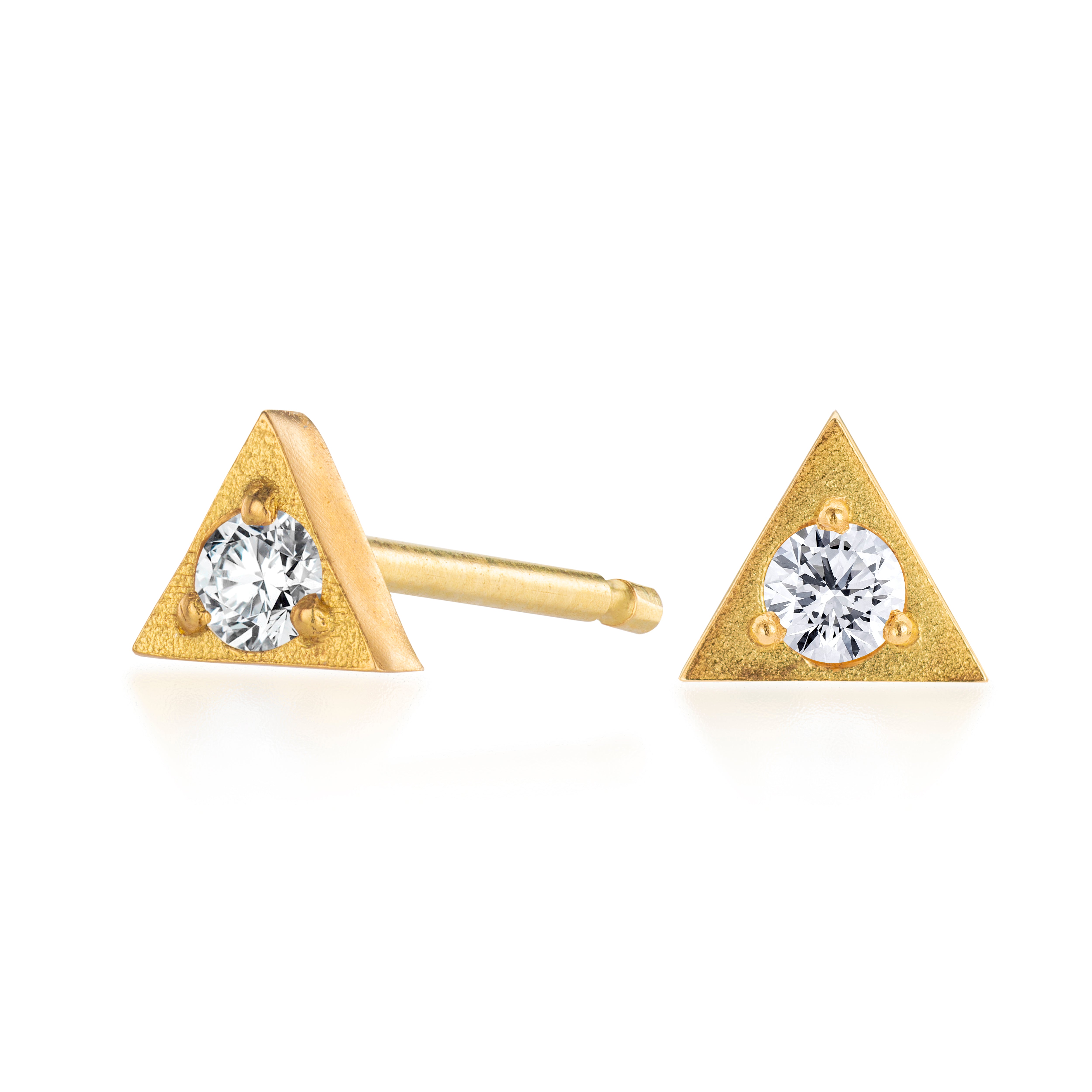 Triangle Stud Earrings in 18ct Gold Small