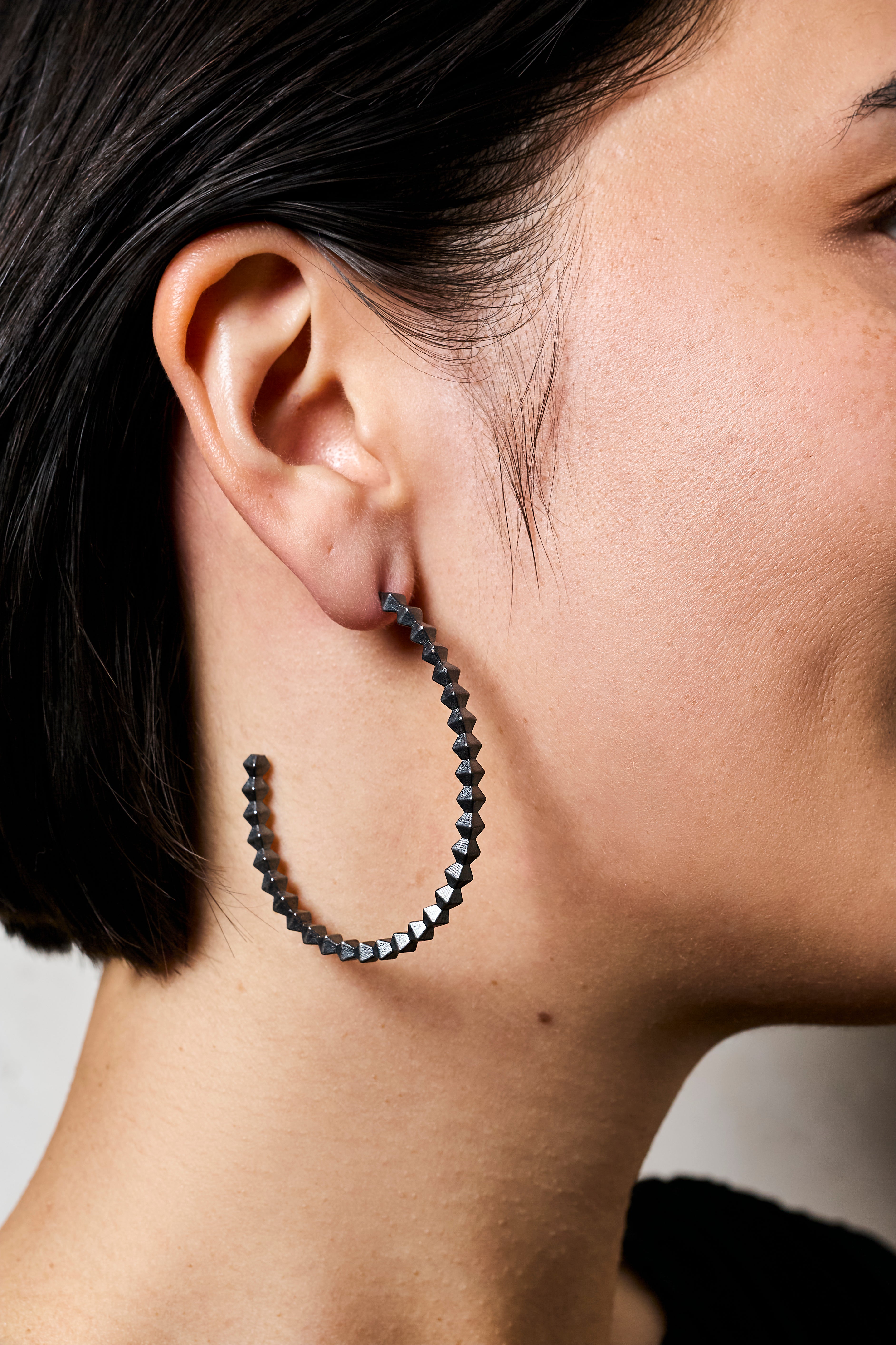Black Pyra Large Hoop Earrings