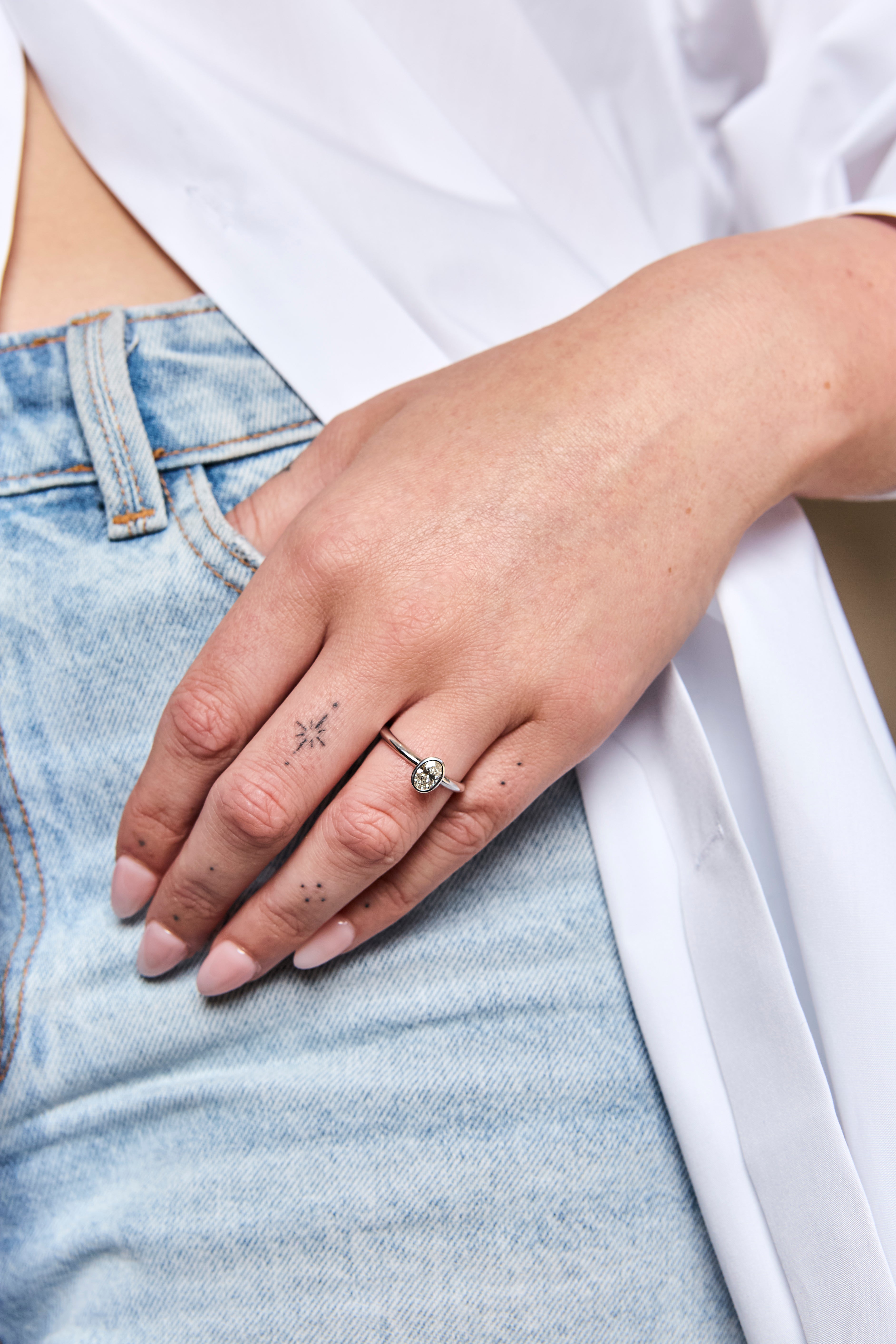 Oval Cut Natural Diamond Engagement white gold ring