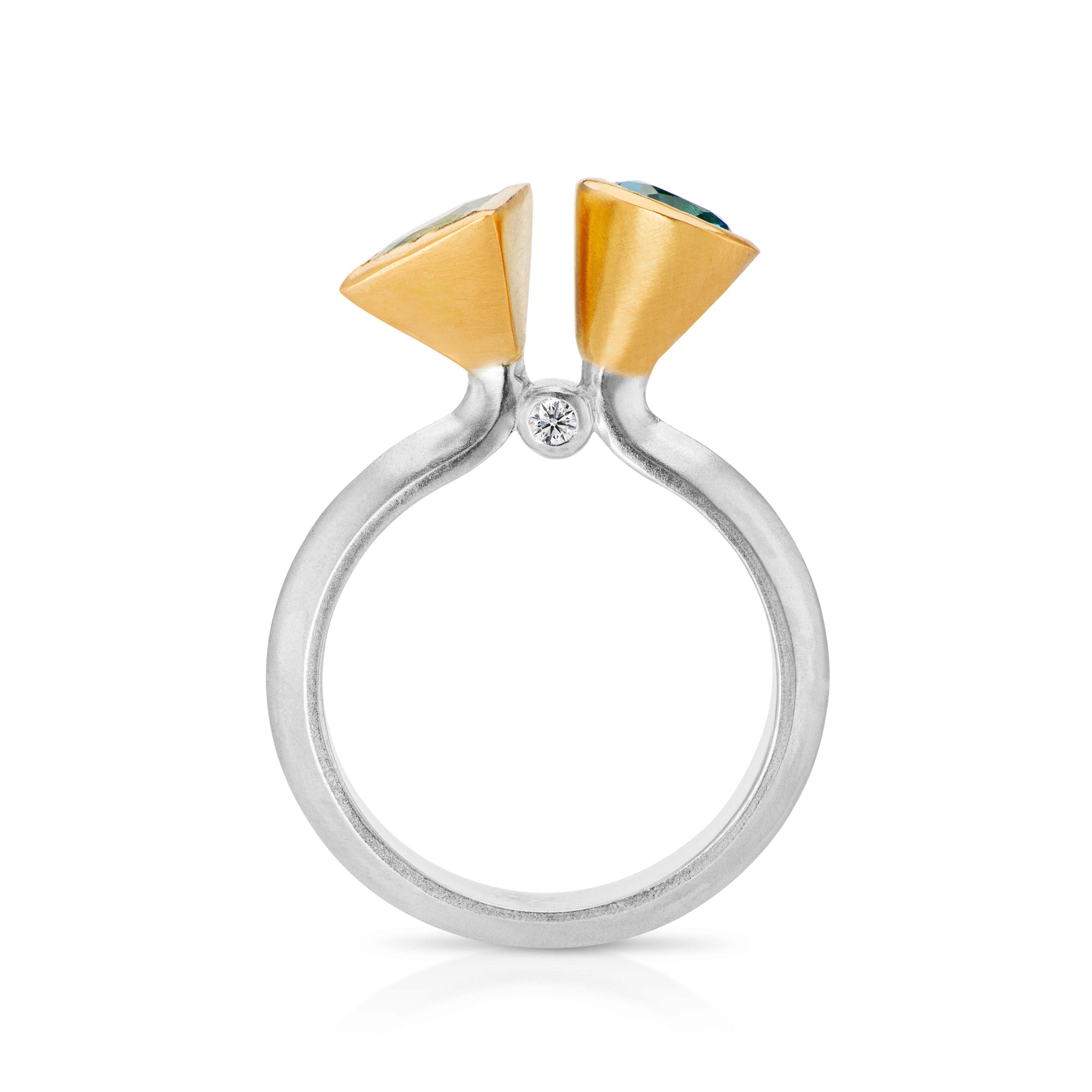 Colours Toi et Moi Ring with Blue Topaz and Green Tsavorite