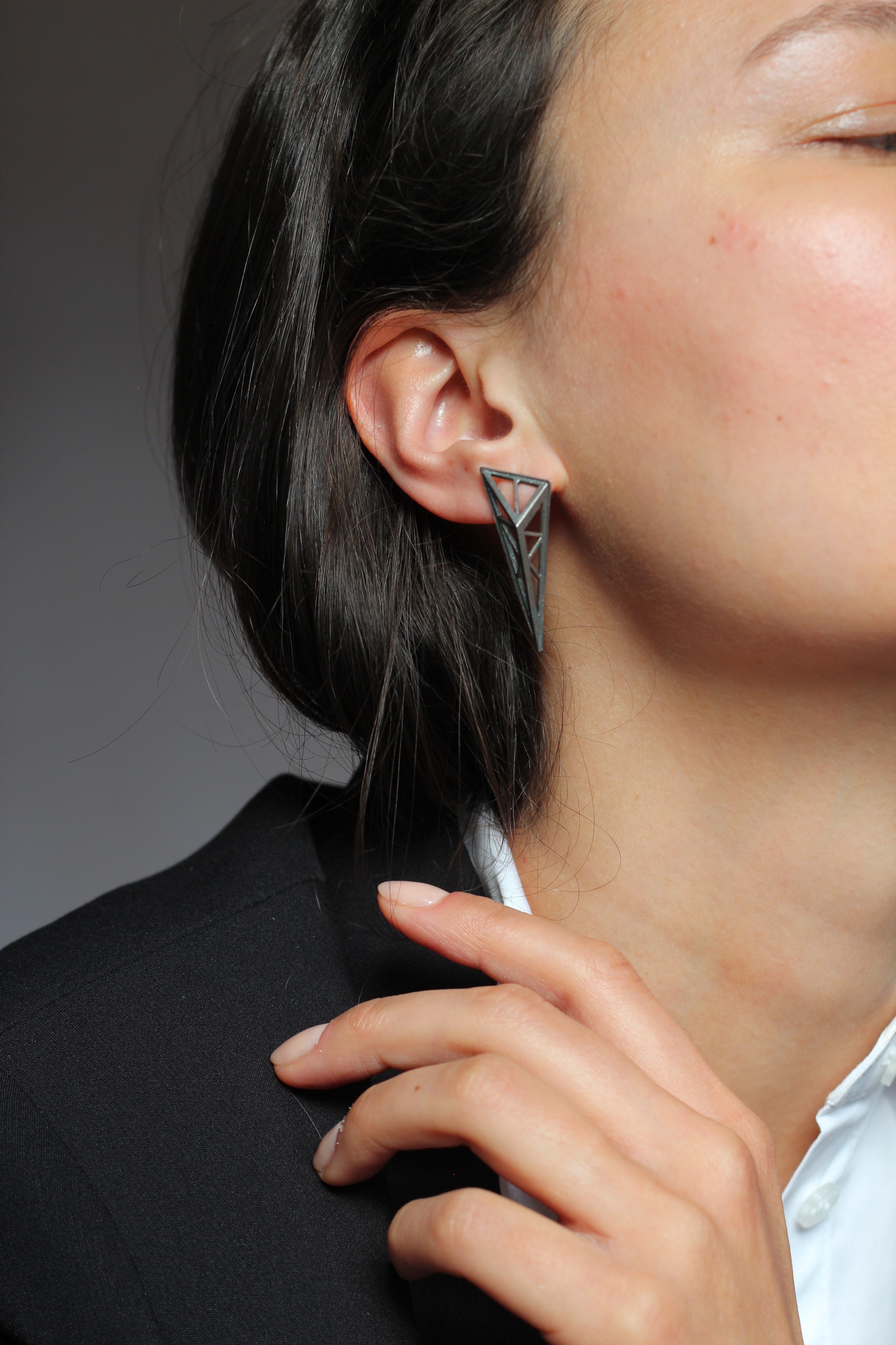 Forth Frame Earrings in Black Oxidised Silver