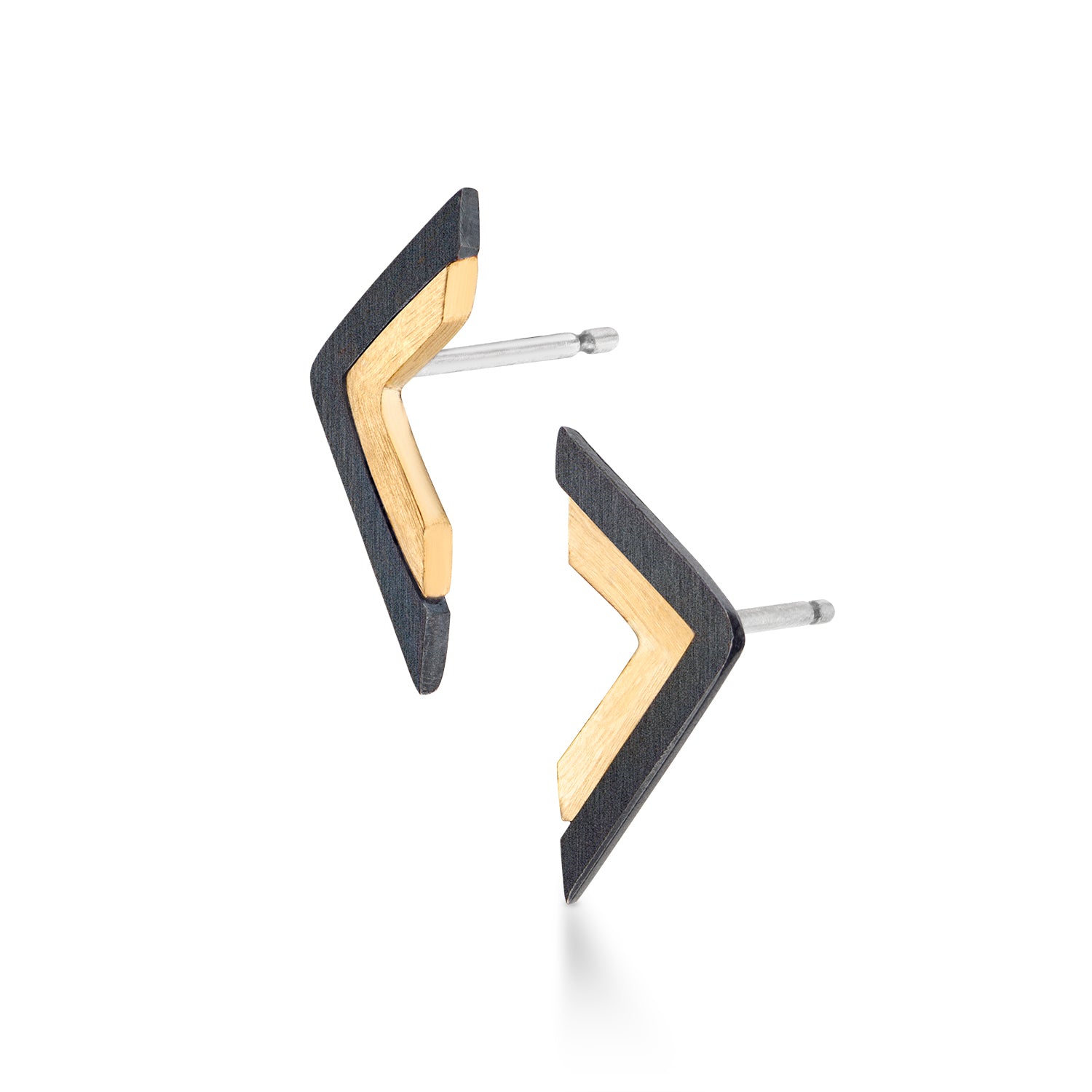 Geometric Black + Gold Stud Earrings