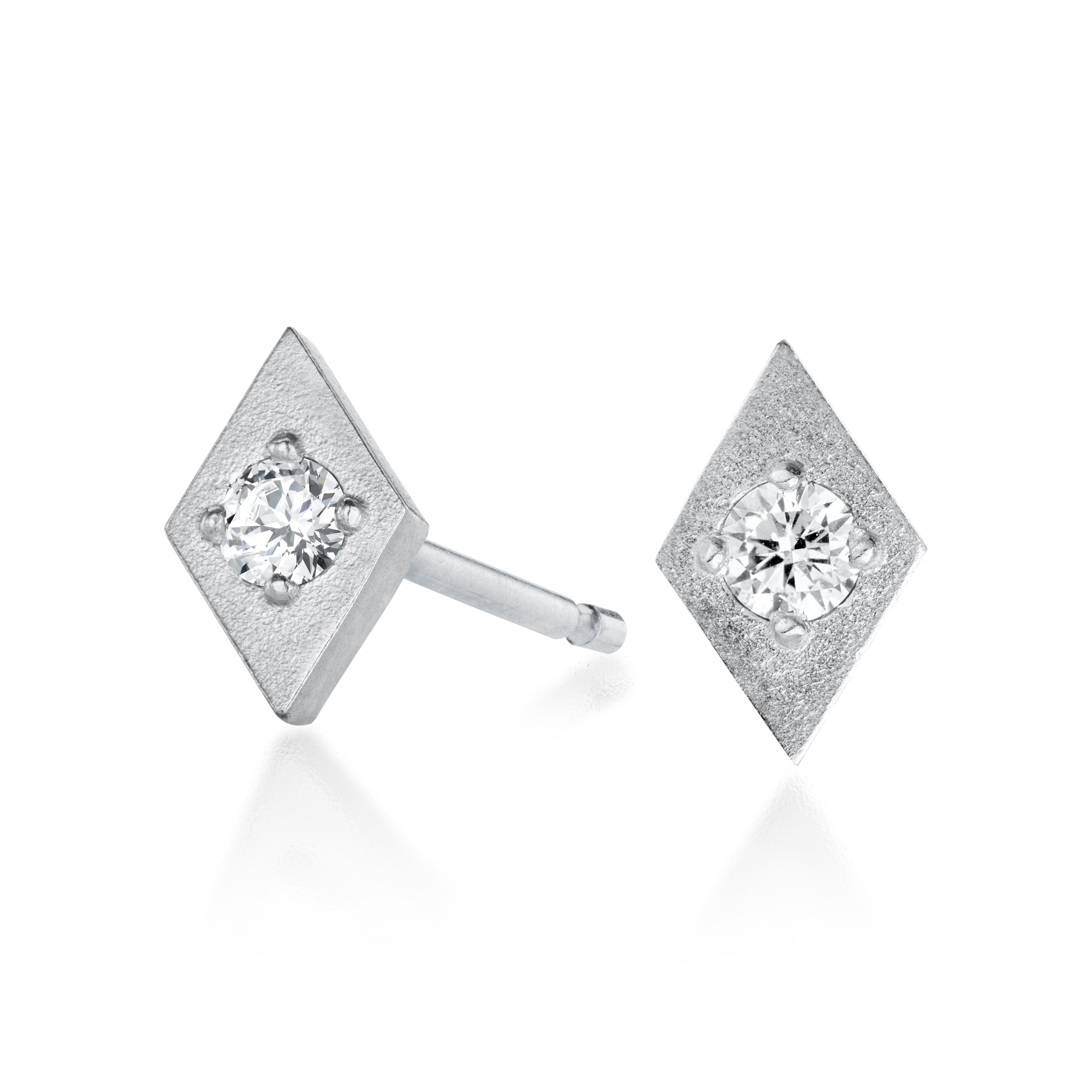 Harlequin Diamond Stud Earrings in 18ct White Gold