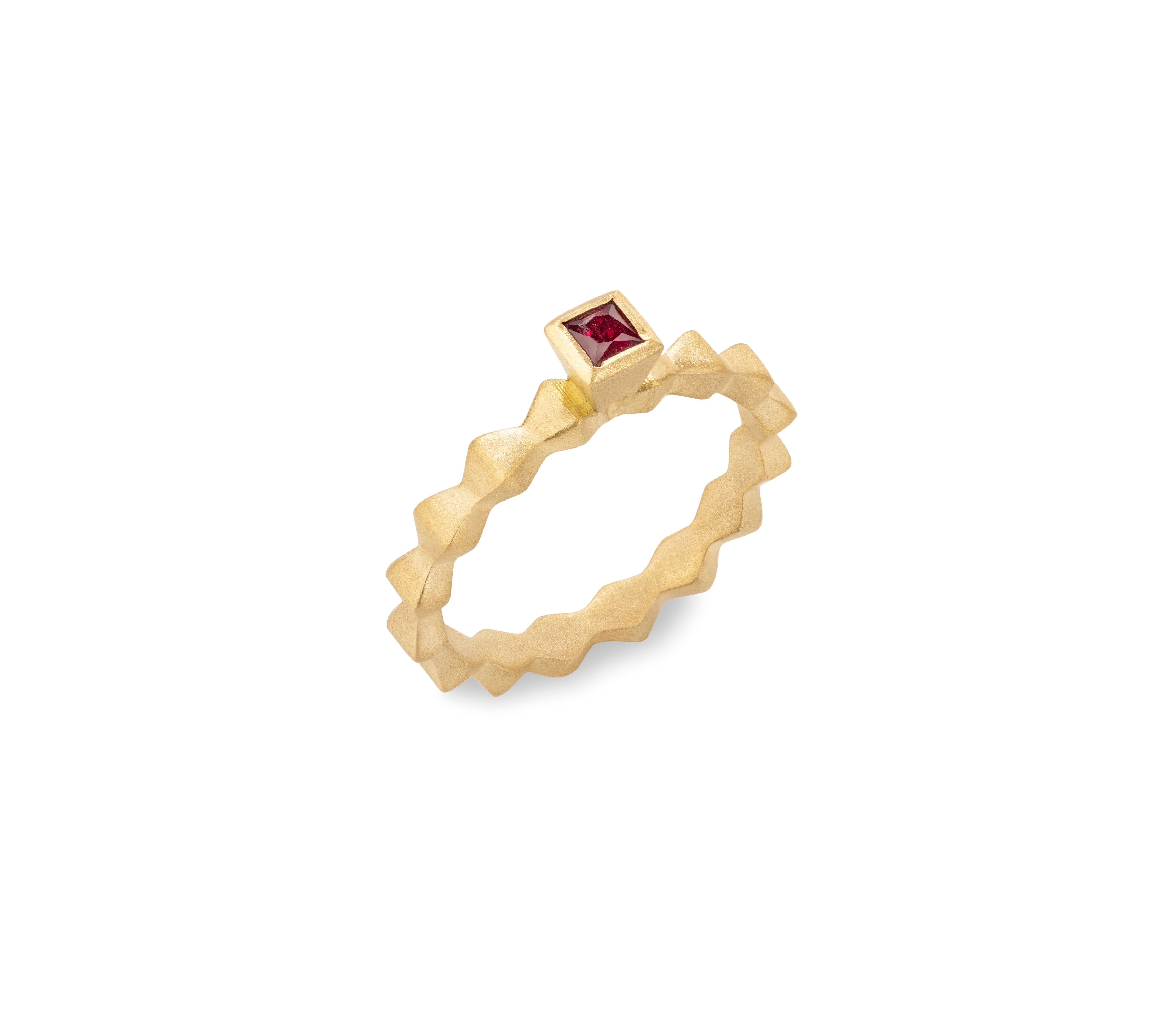 Pyra Engagement Ring with Ruby