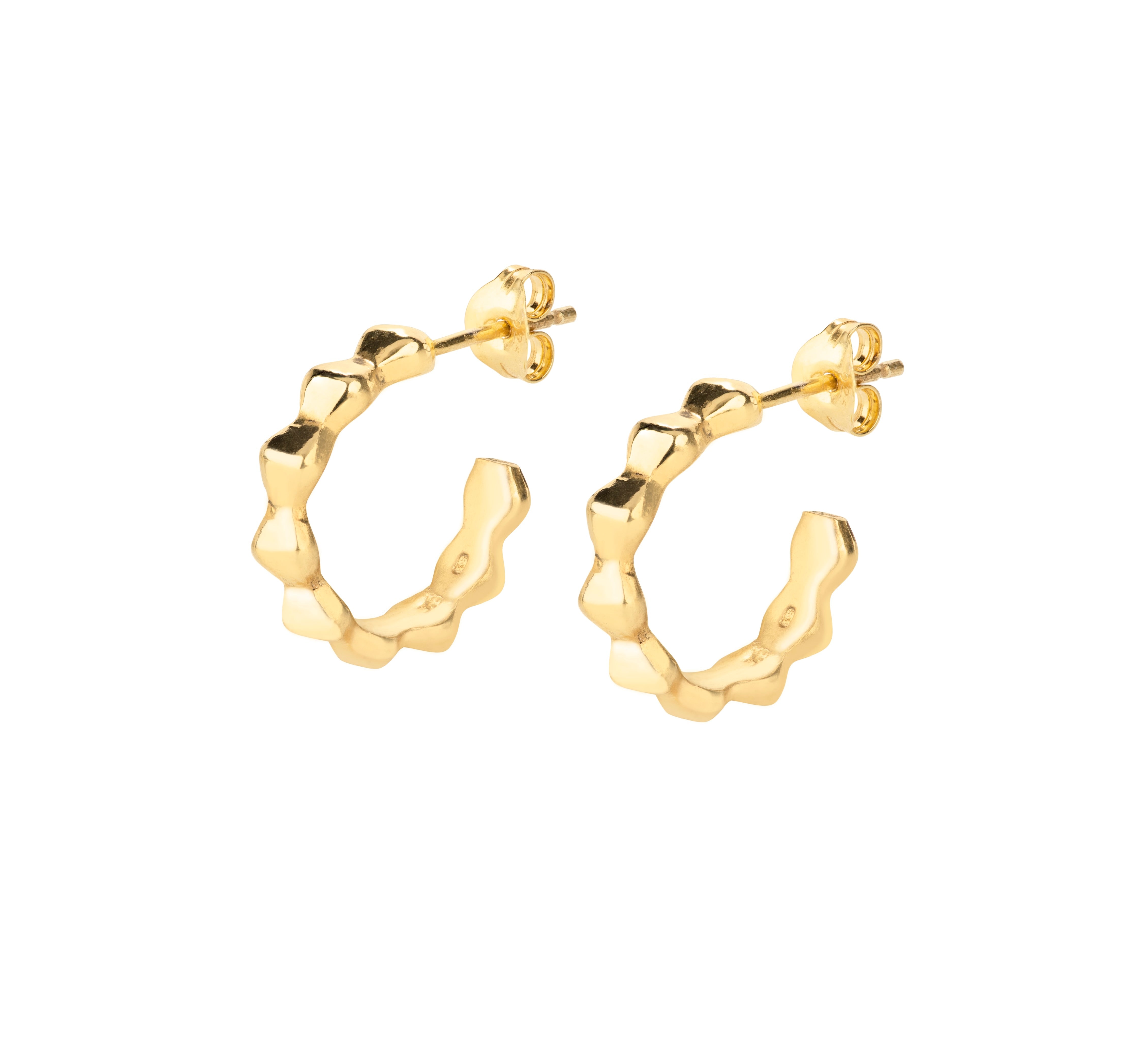Pyra Mini Hoops in Yellow Gold