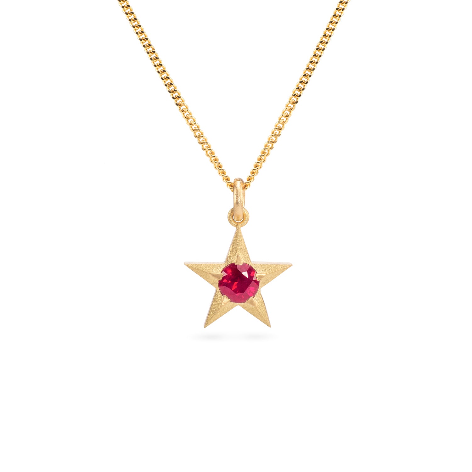 Stella 18ct Gold Star Necklace with Ruby - Main Image