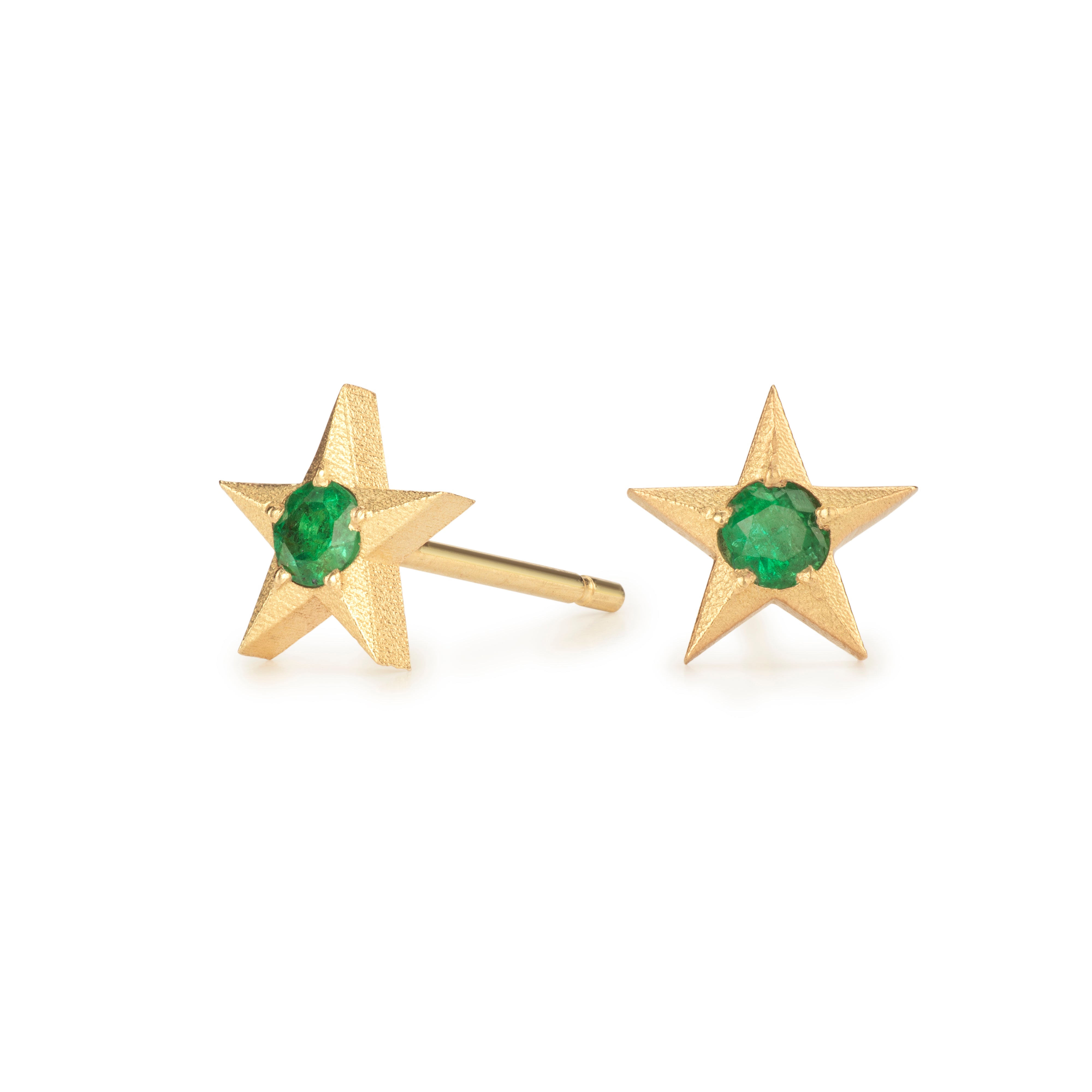 Stella Emerald Studs in Yellow Gold