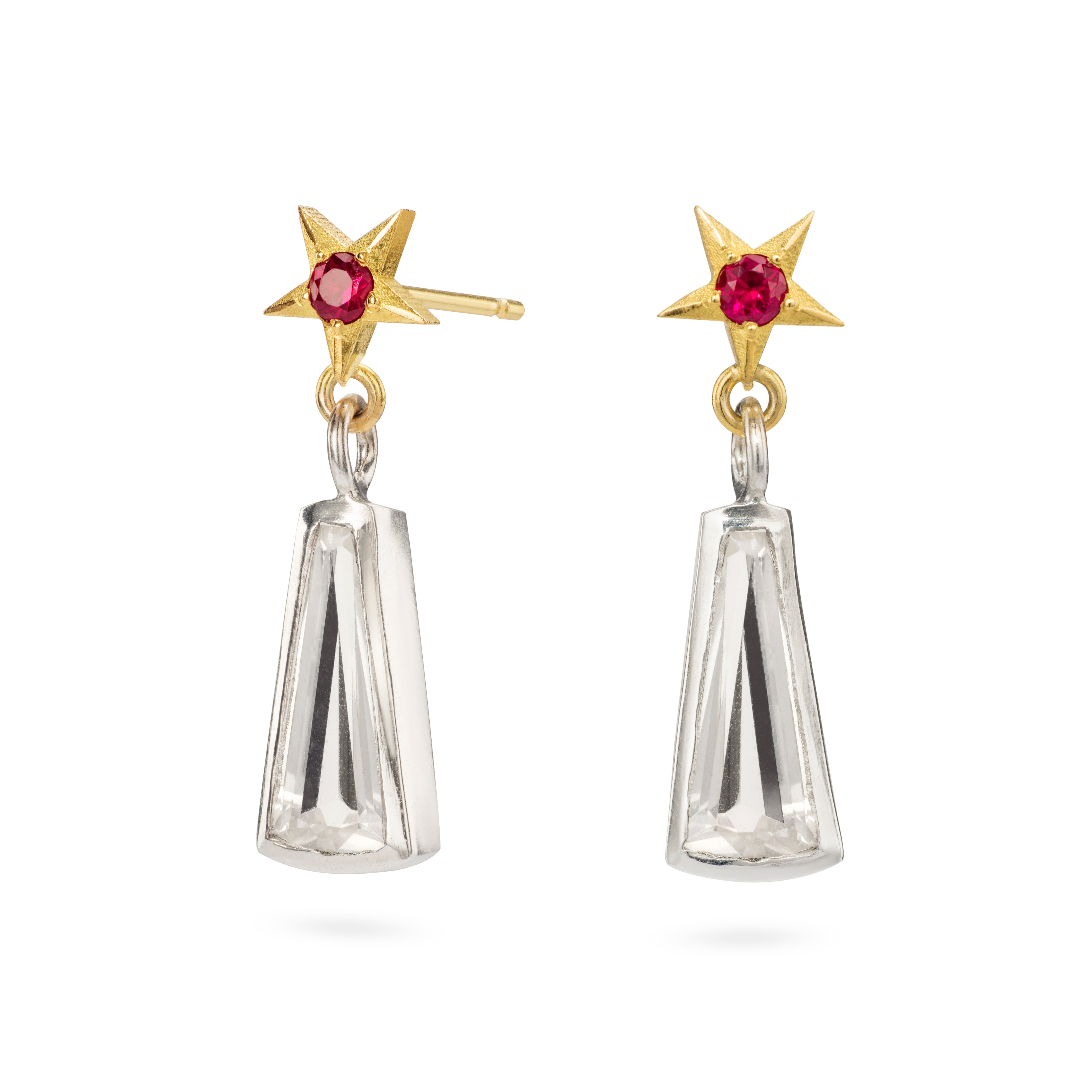 Stella Drops with Rubies + Rose Quartz
