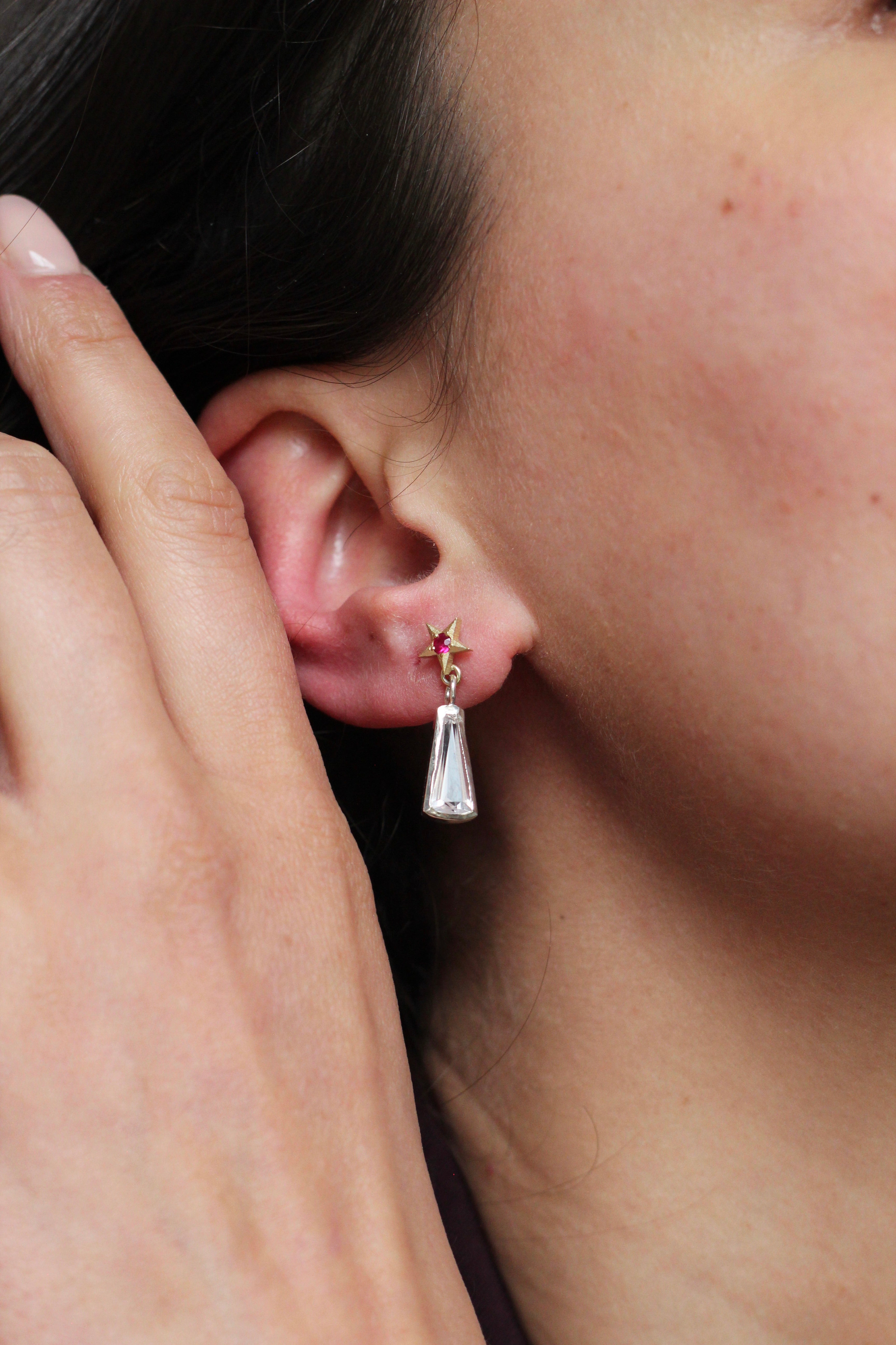 Stella Drops with Rubies + Rose Quartz