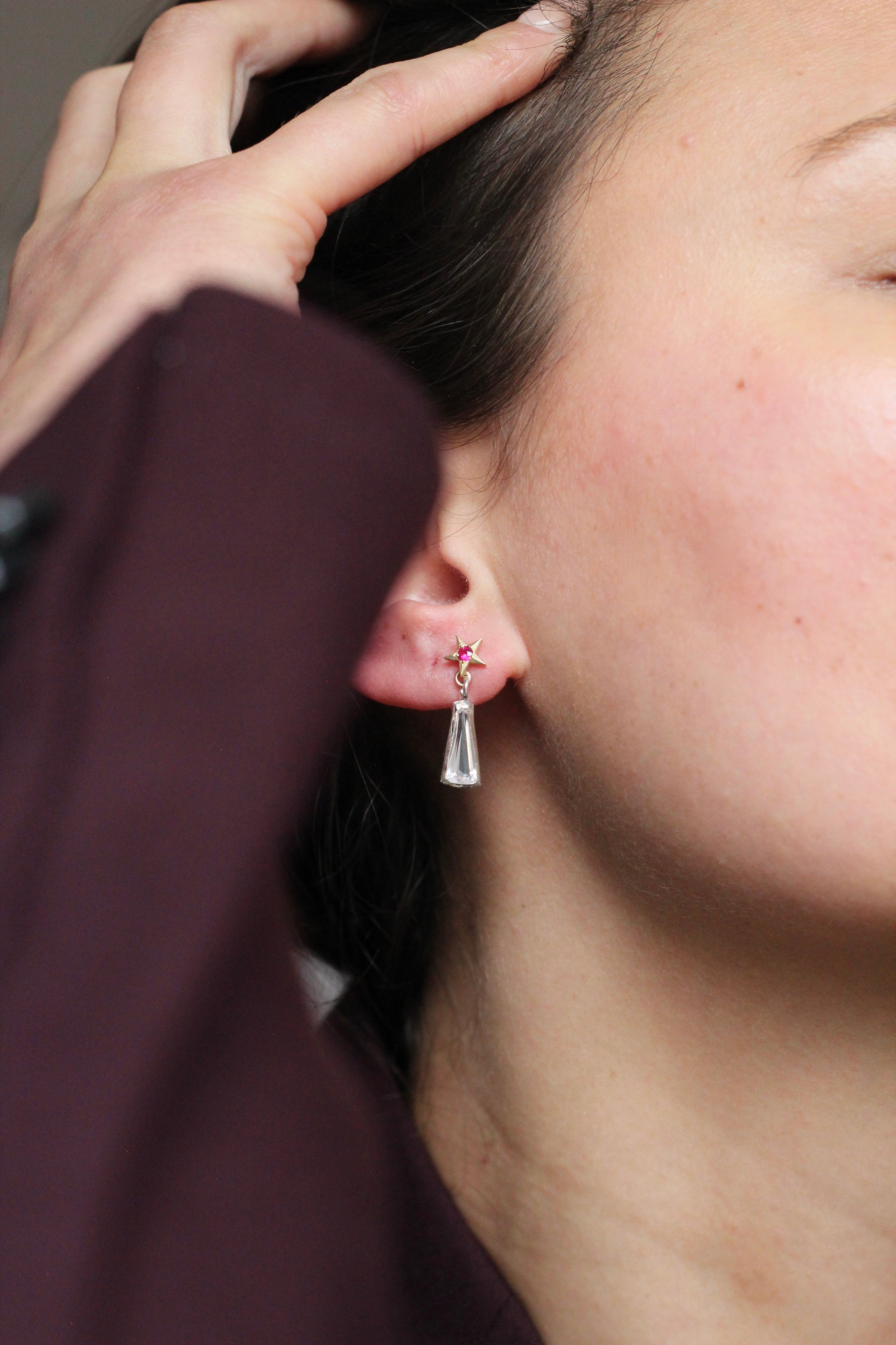 Stella Drops with Rubies + Rose Quartz
