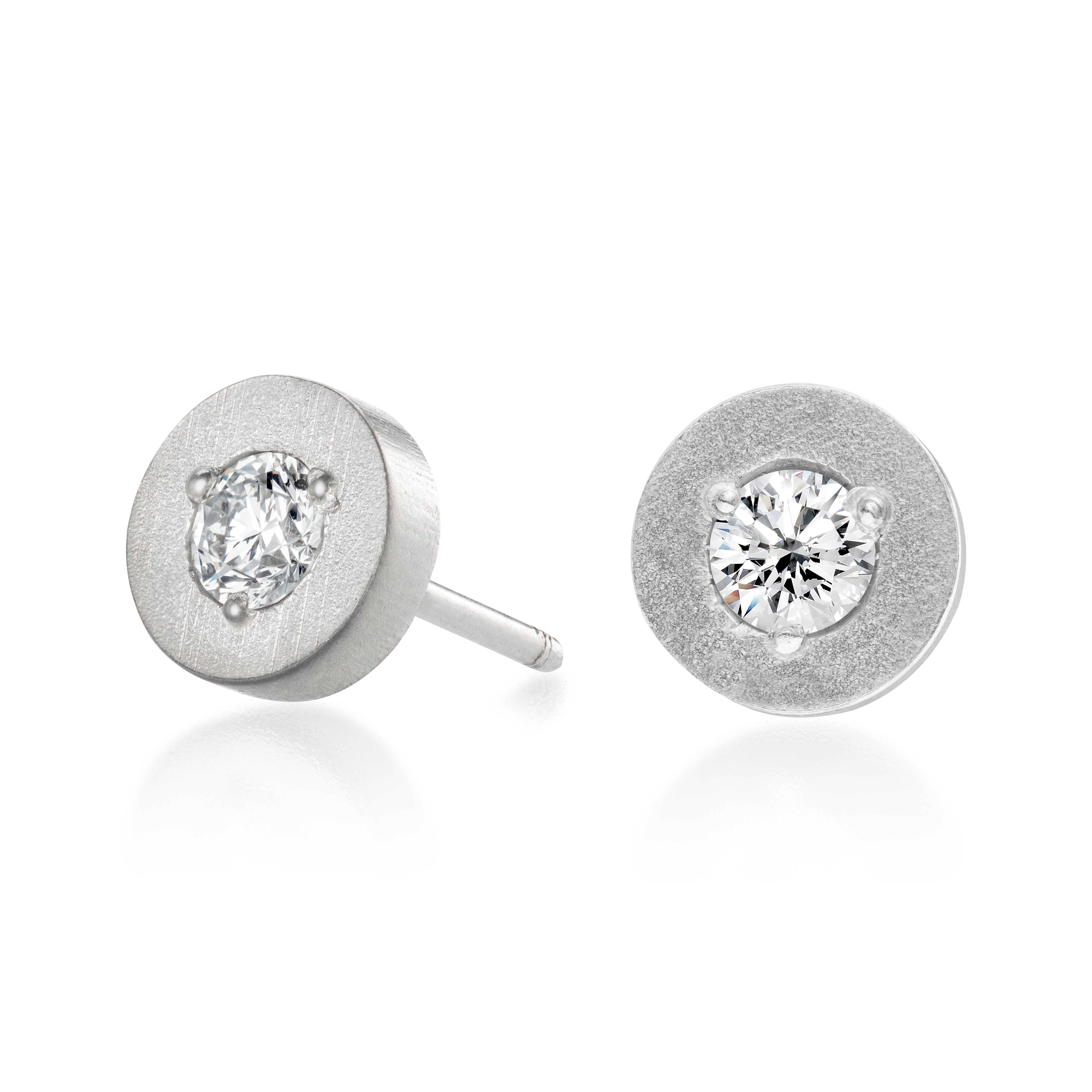Stella Circle Stud Earrings in 18ct White Gold + Diamonds