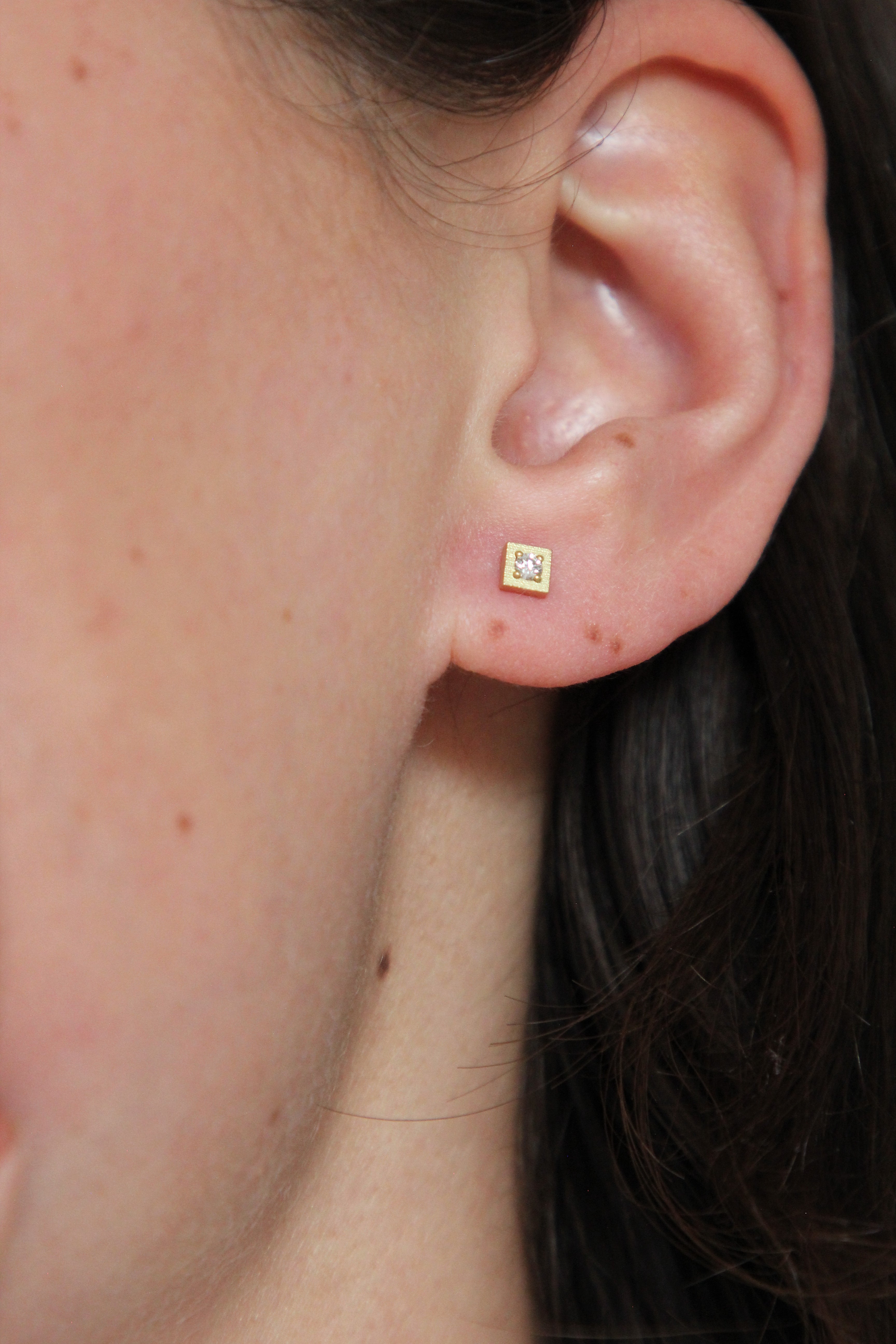 Square Diamond Stud Earrings in 18ct Gold