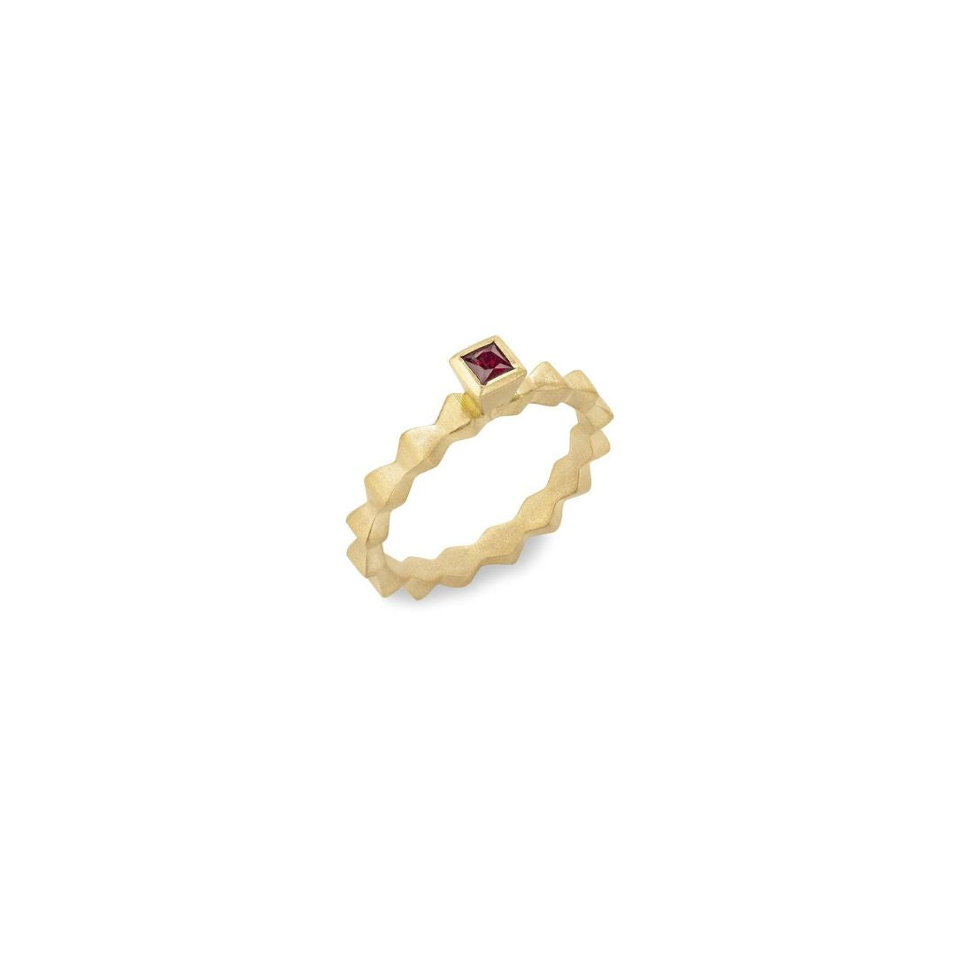 Pyra Engagement Ring with Ruby