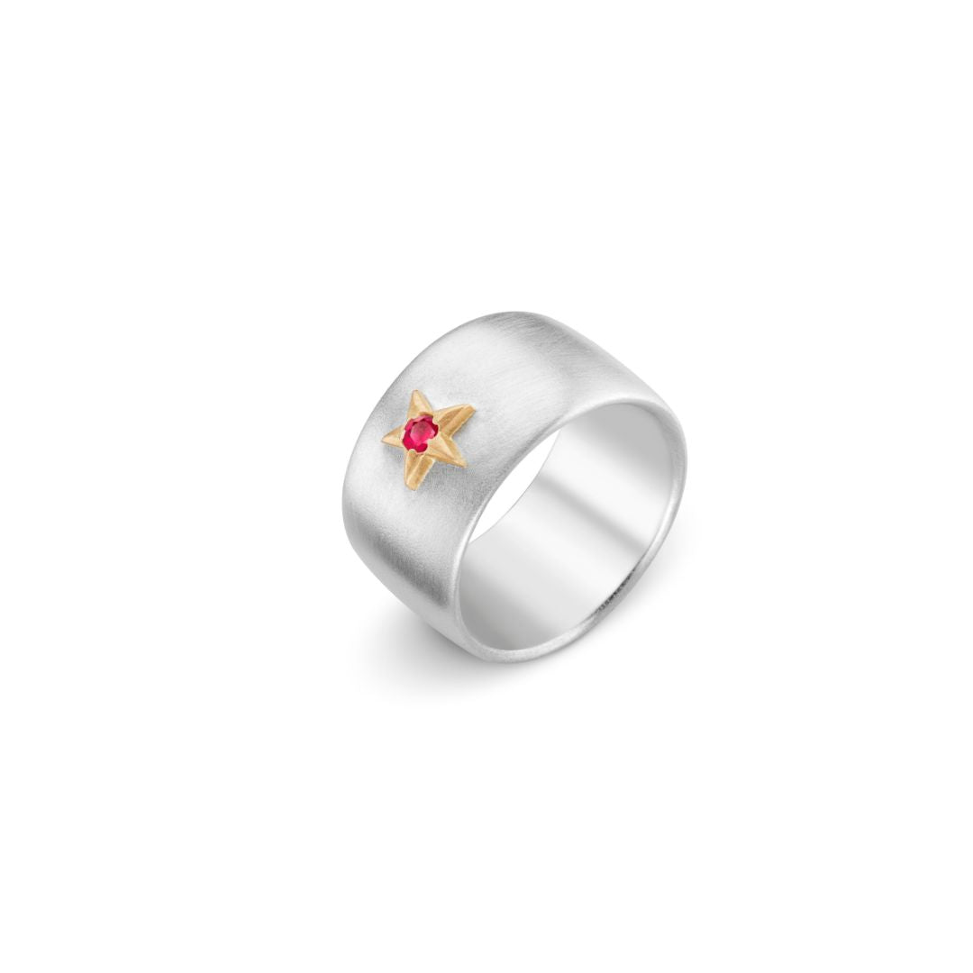 Stella Silver Band with Star + Ruby