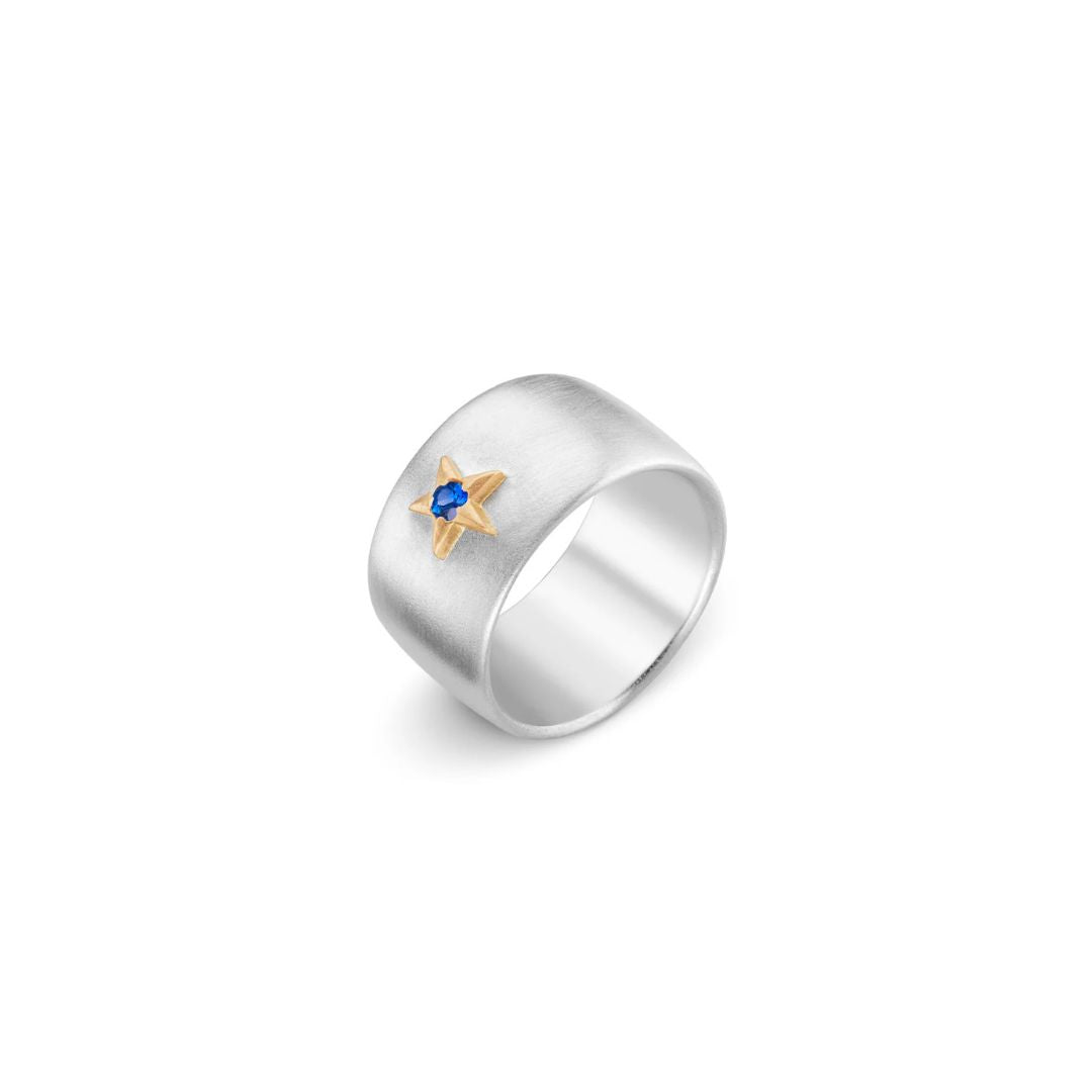 Stella Silver Band with Star + Sapphire