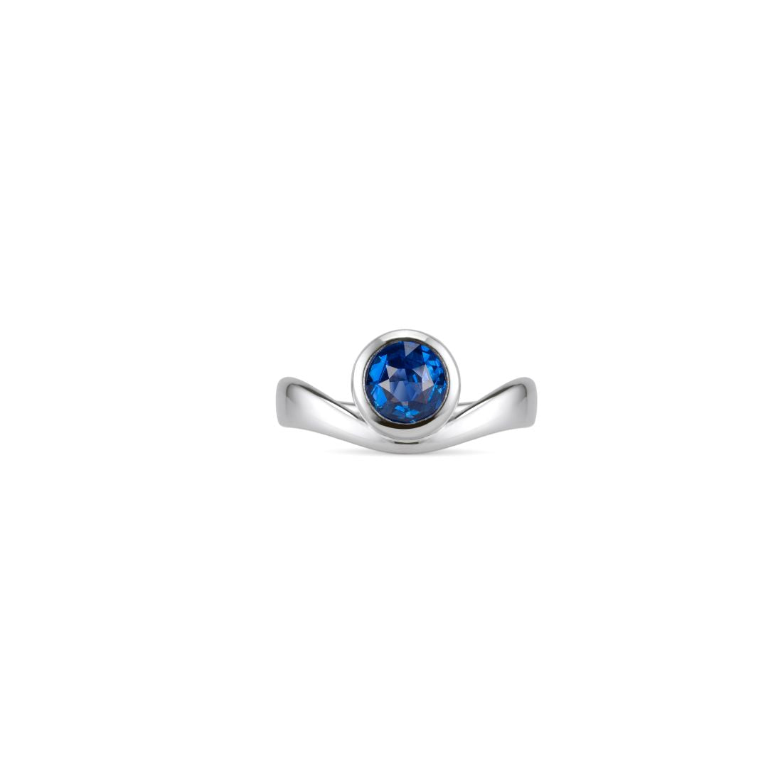 Curve Sapphire Engagement Ring White Gold