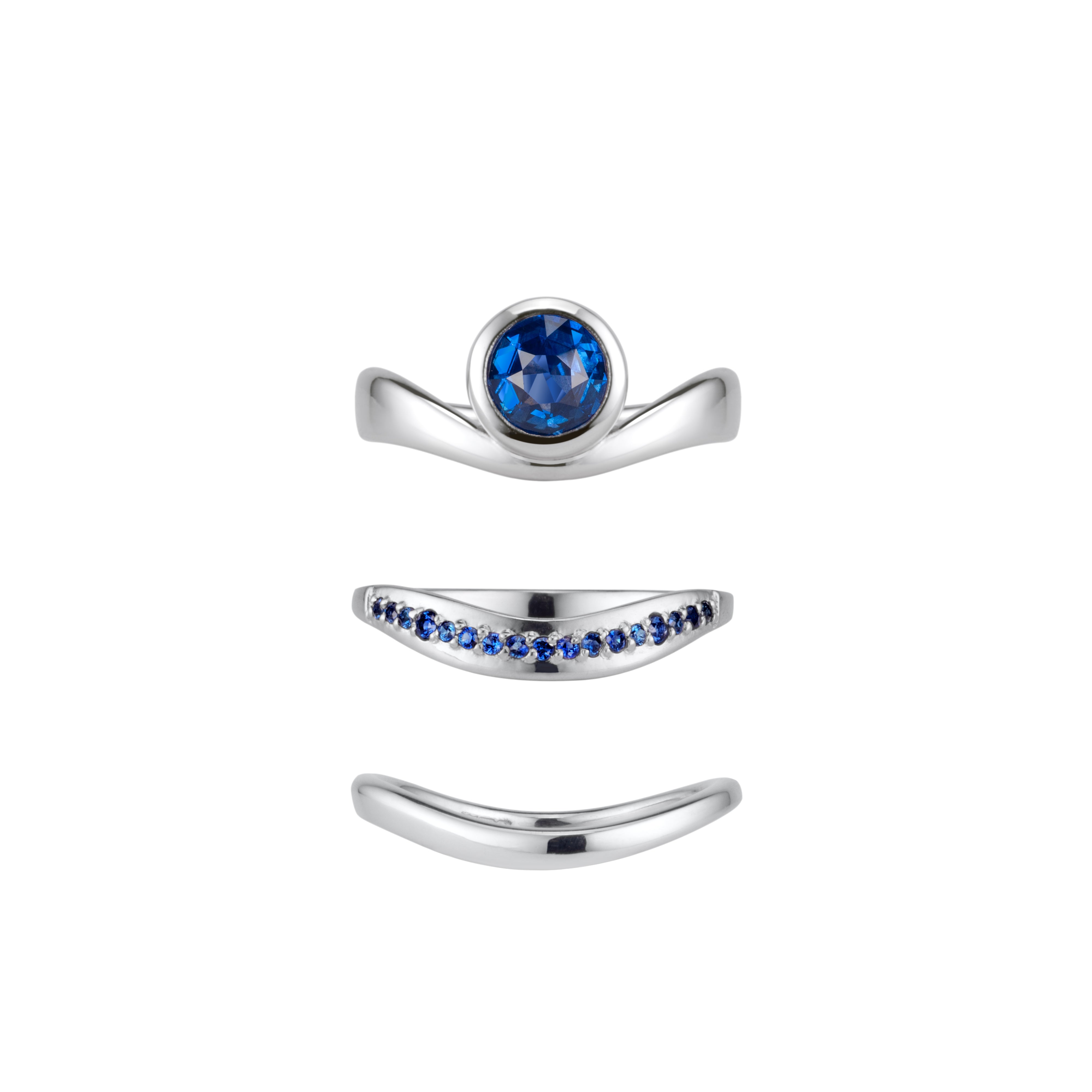 Curve Sapphire Enegament Ring White Gold