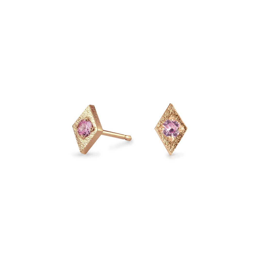 Pink Sapphire Gold Studs