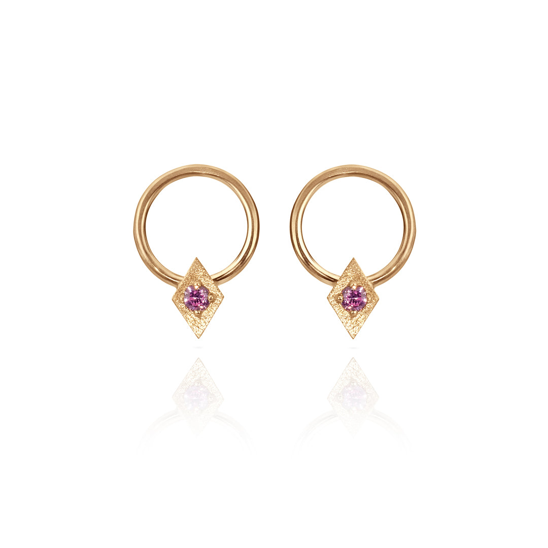 Harlequin Gold Halo Pink Studs