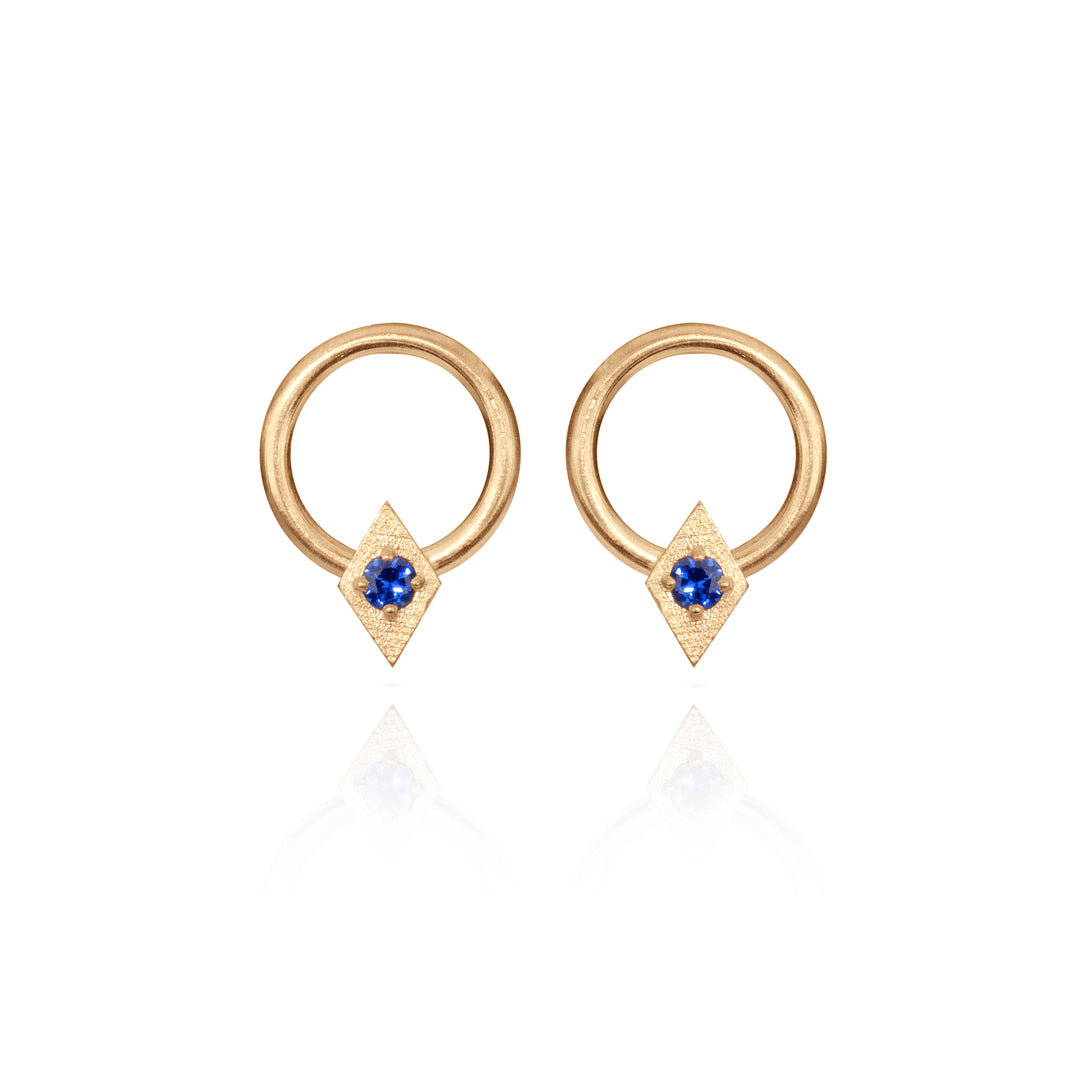 Harlequin Gold Halo Blue Studs