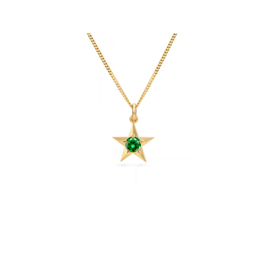 Stella 18ct Gold Star Necklace with Emerald