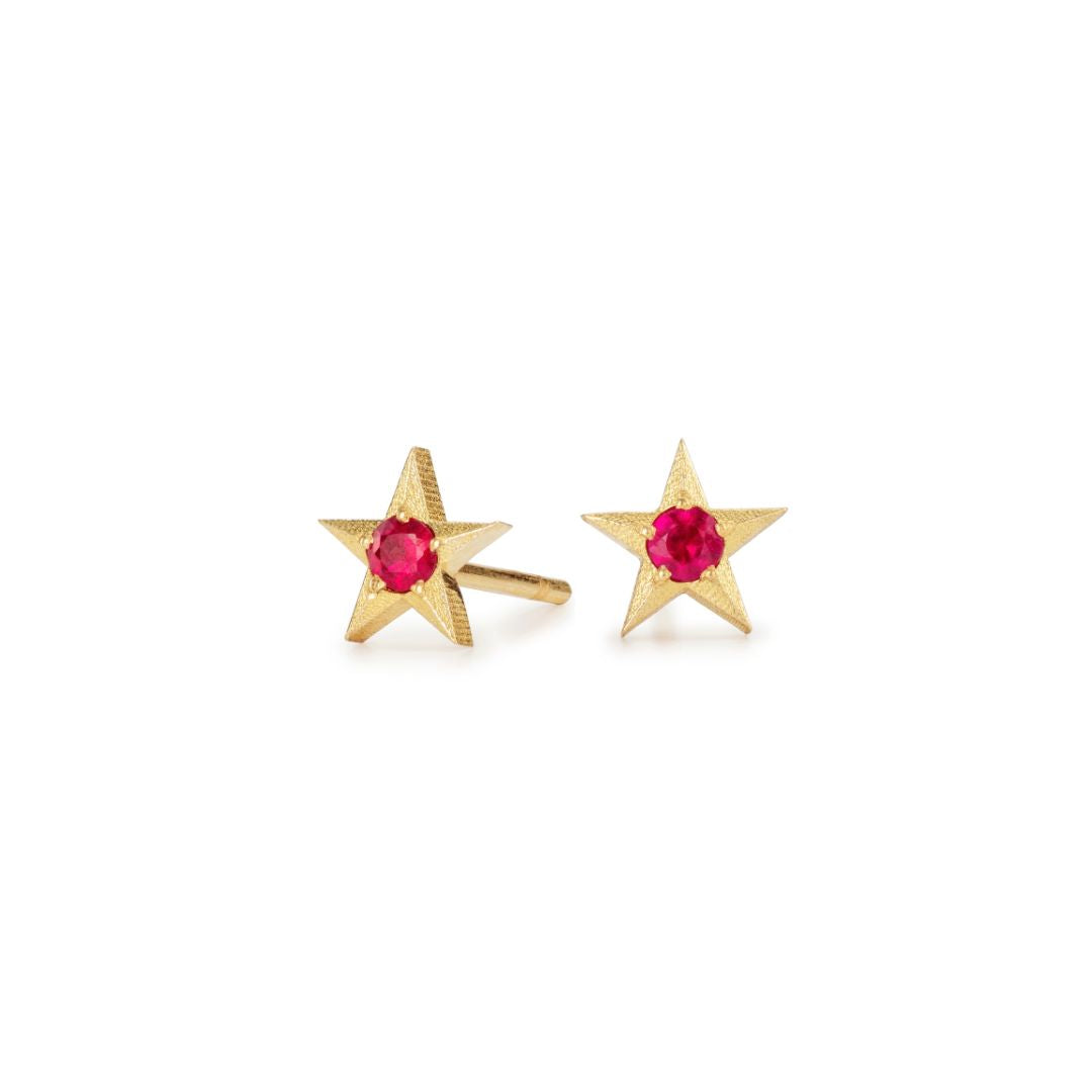 Stella Ruby Studs in Yellow Gold