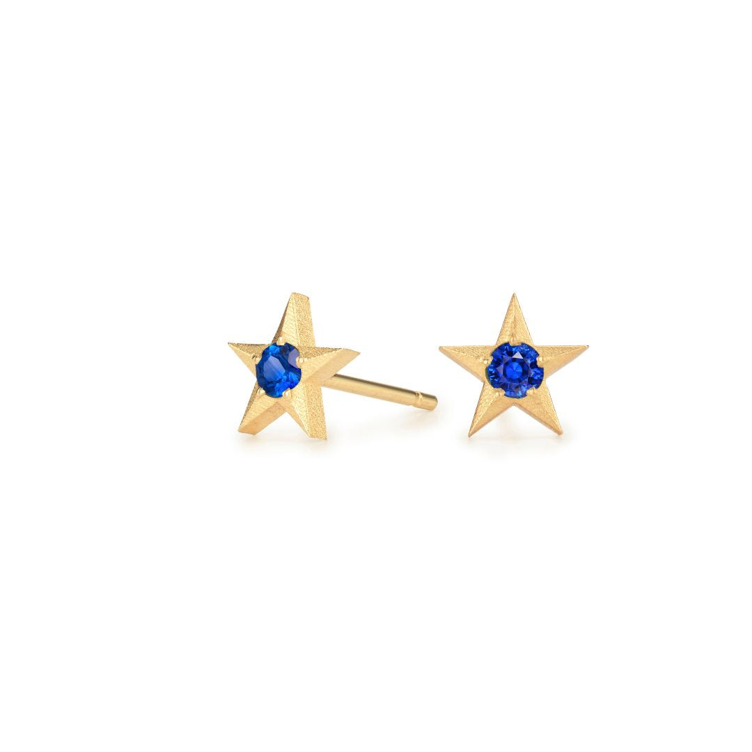 Stella Sapphire Studs in Yellow Gold