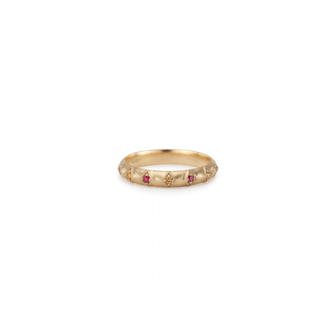 Harlequin Sapphire + Ruby Half Eternity Ring