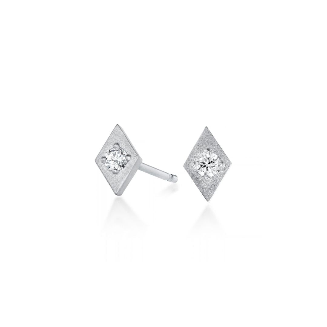 Harlequin Diamond Stud Earrings in 18ct White Gold