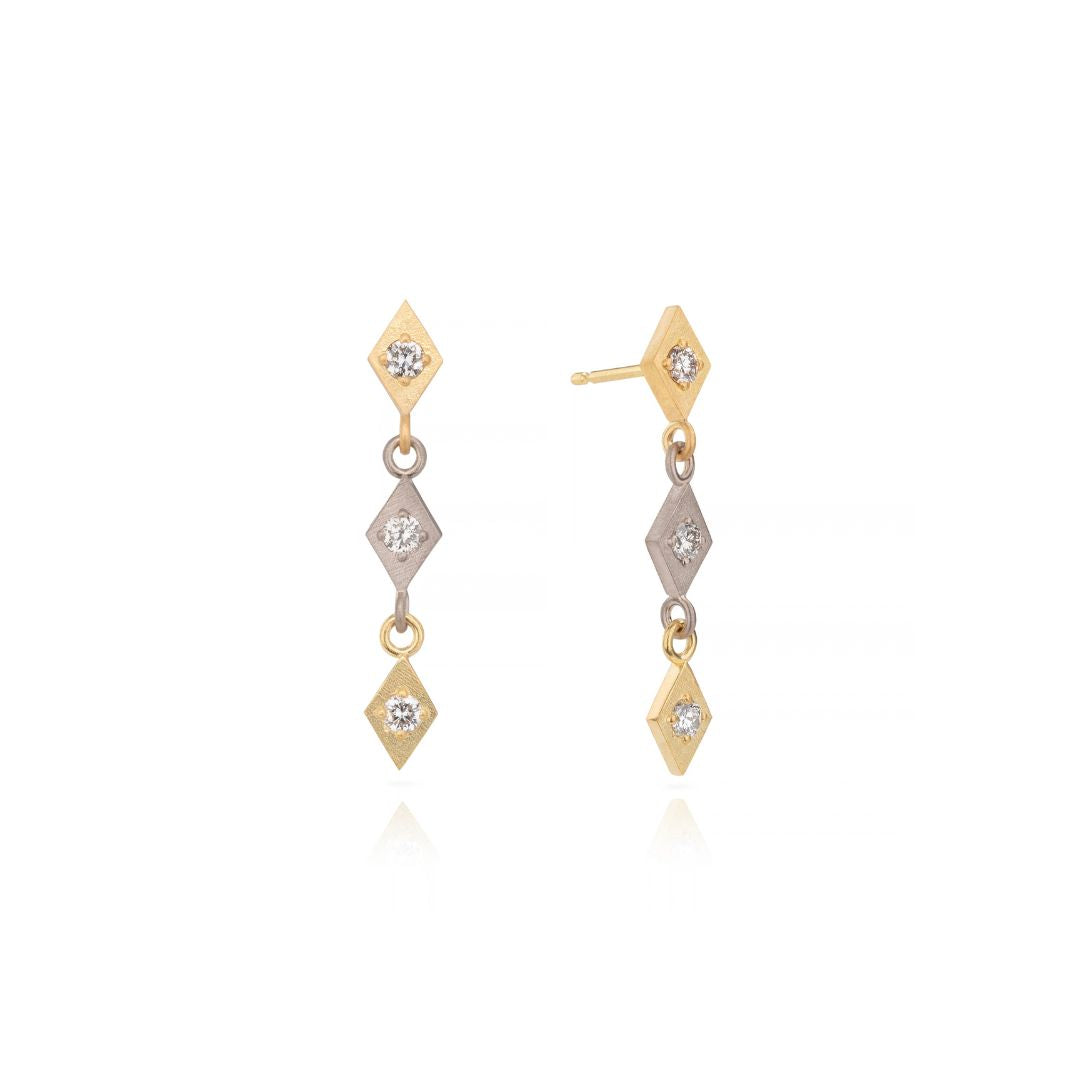 Harlequin Diamond Drop Earrings in 18ct Gold