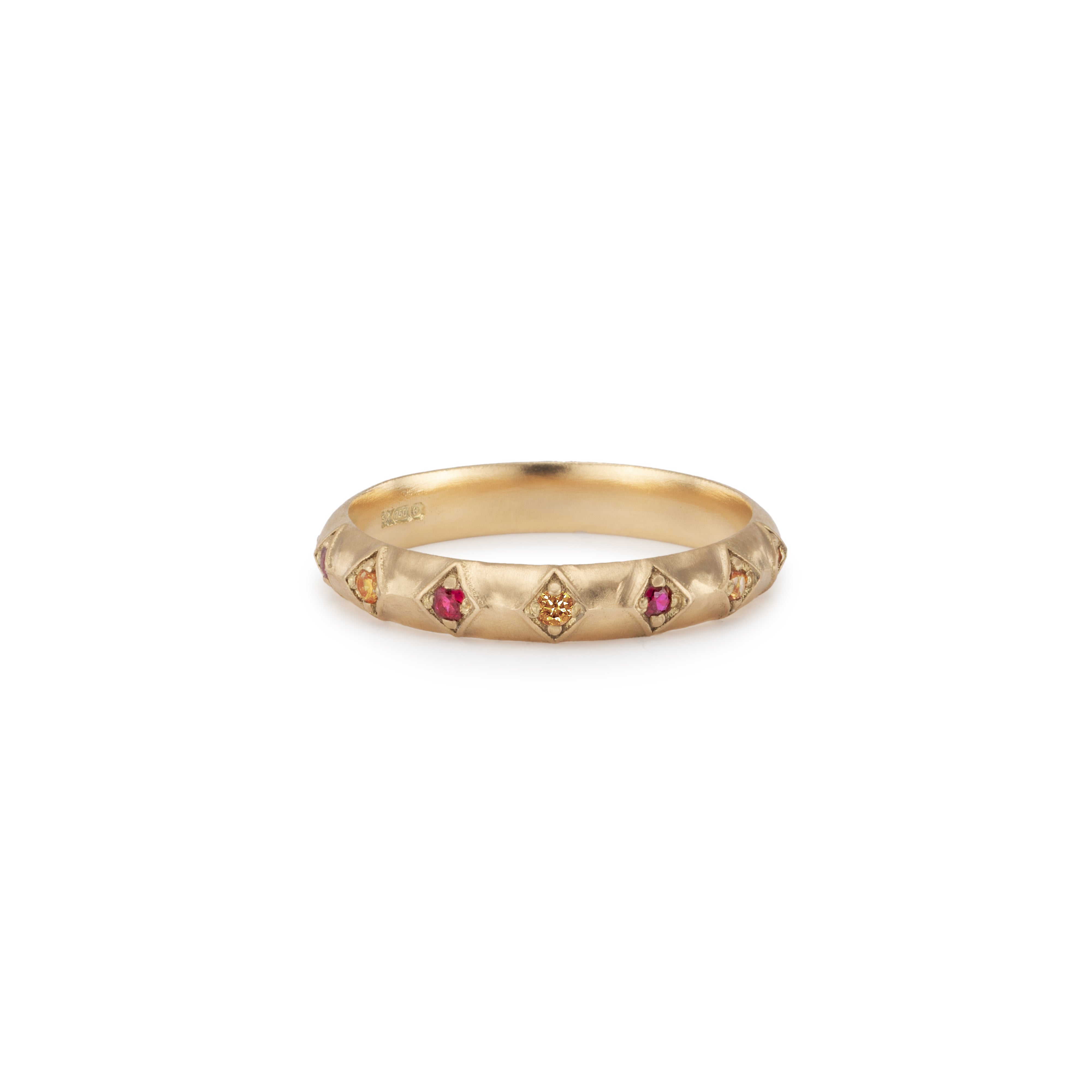 Harlequin Sapphire + Ruby Half Eternity Ring