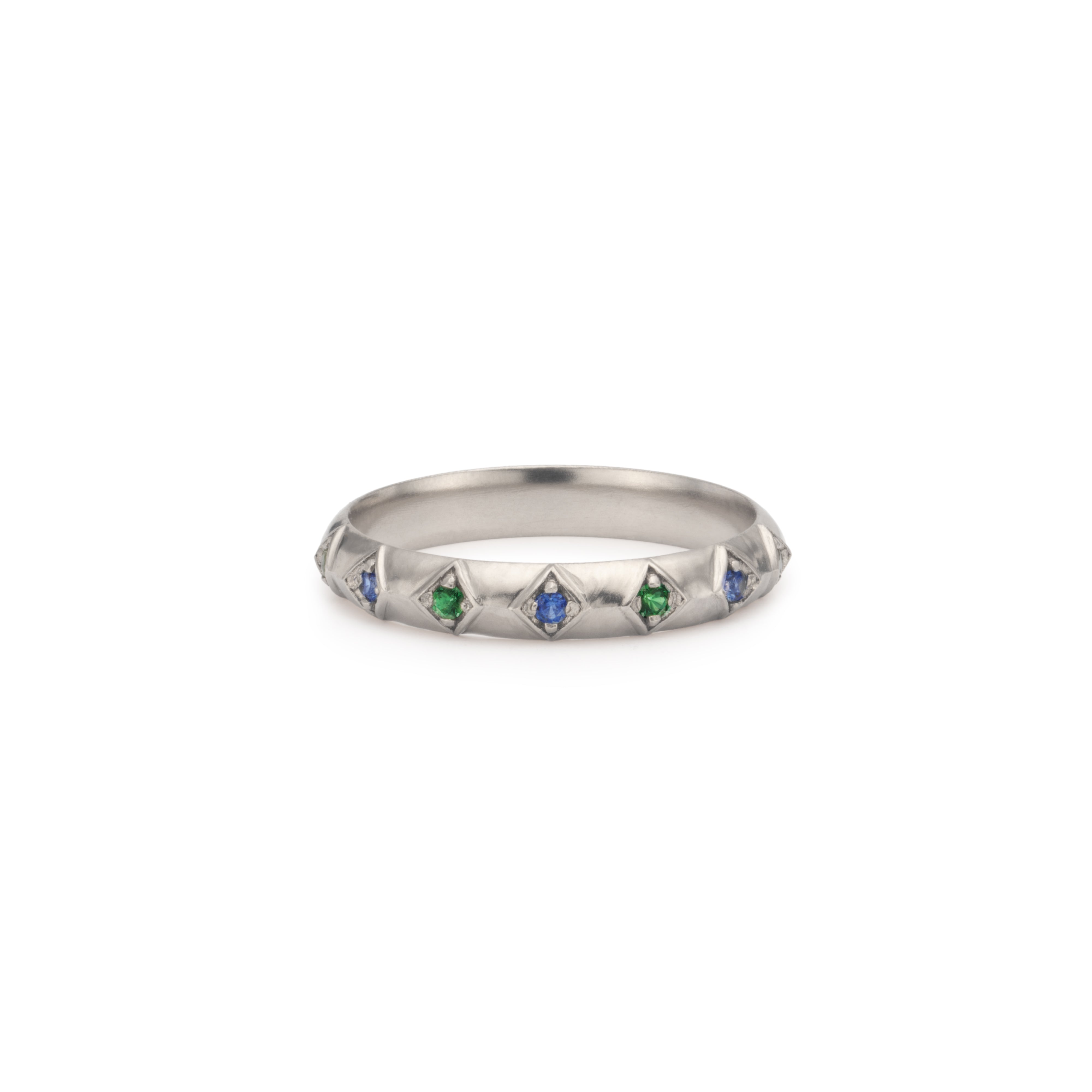 Harlequin Sapphire Half Eternity Ring