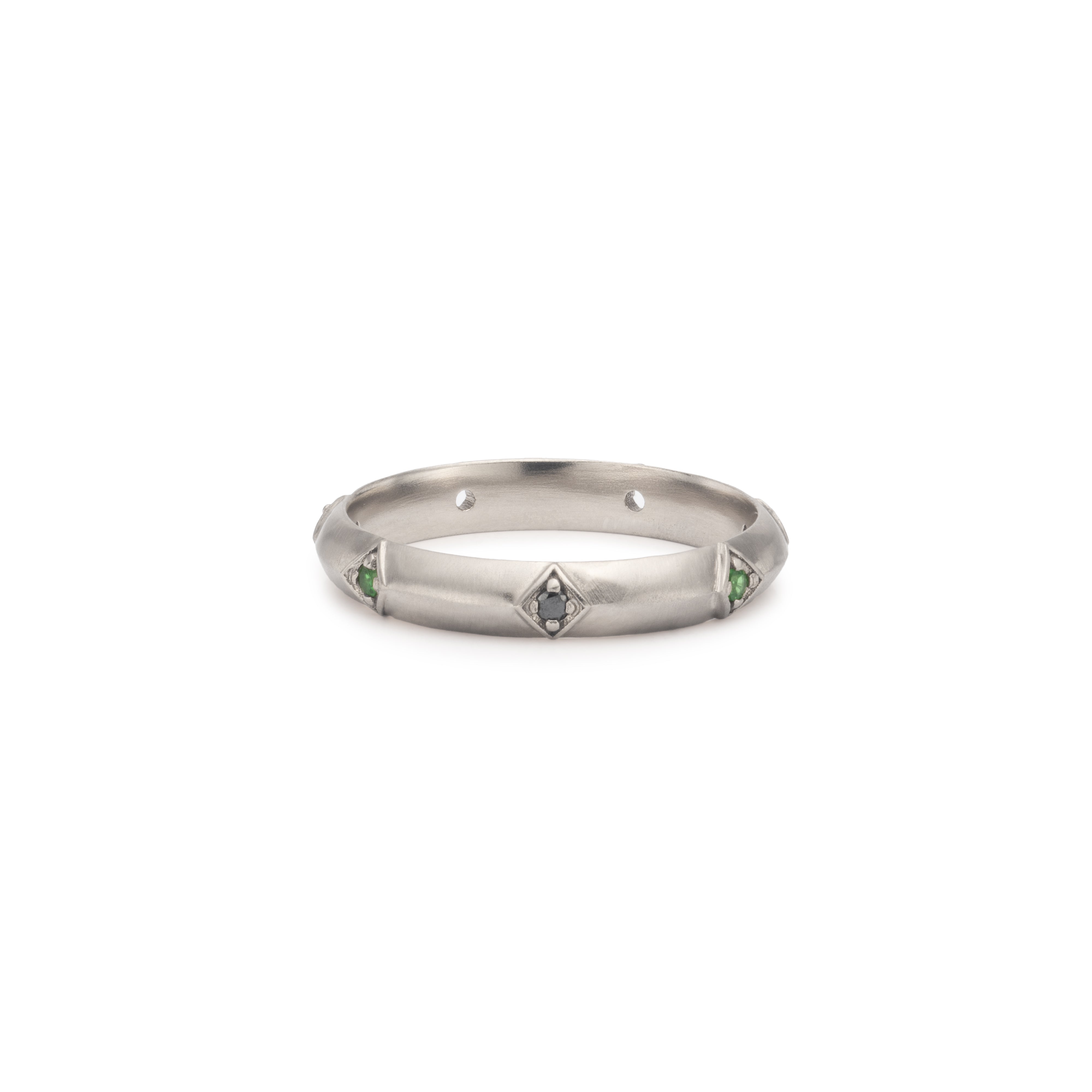 Harlequin Tsvaorite + Diamond Eternity Ring