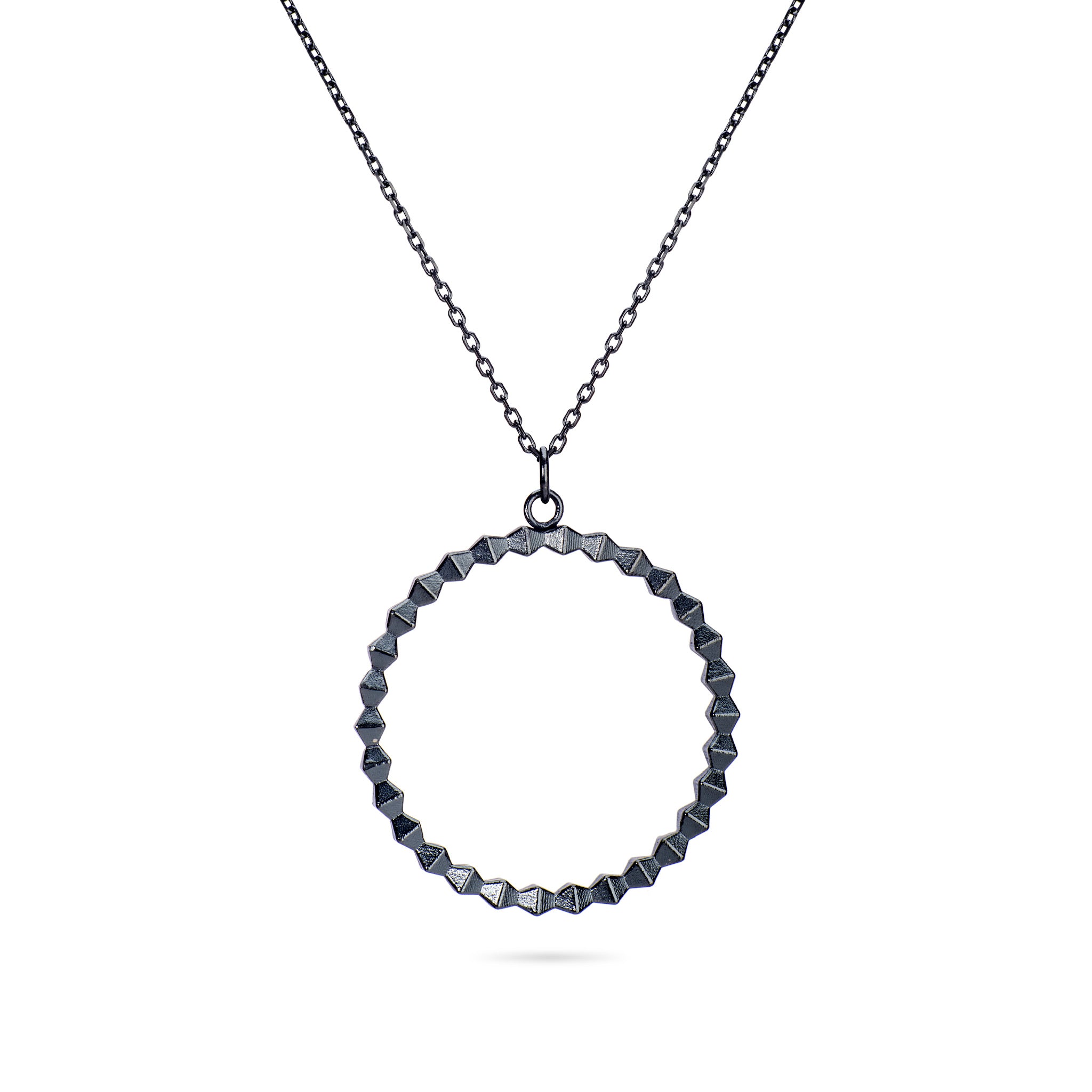 Pyra Full Circle Necklace in Oxidised Silver