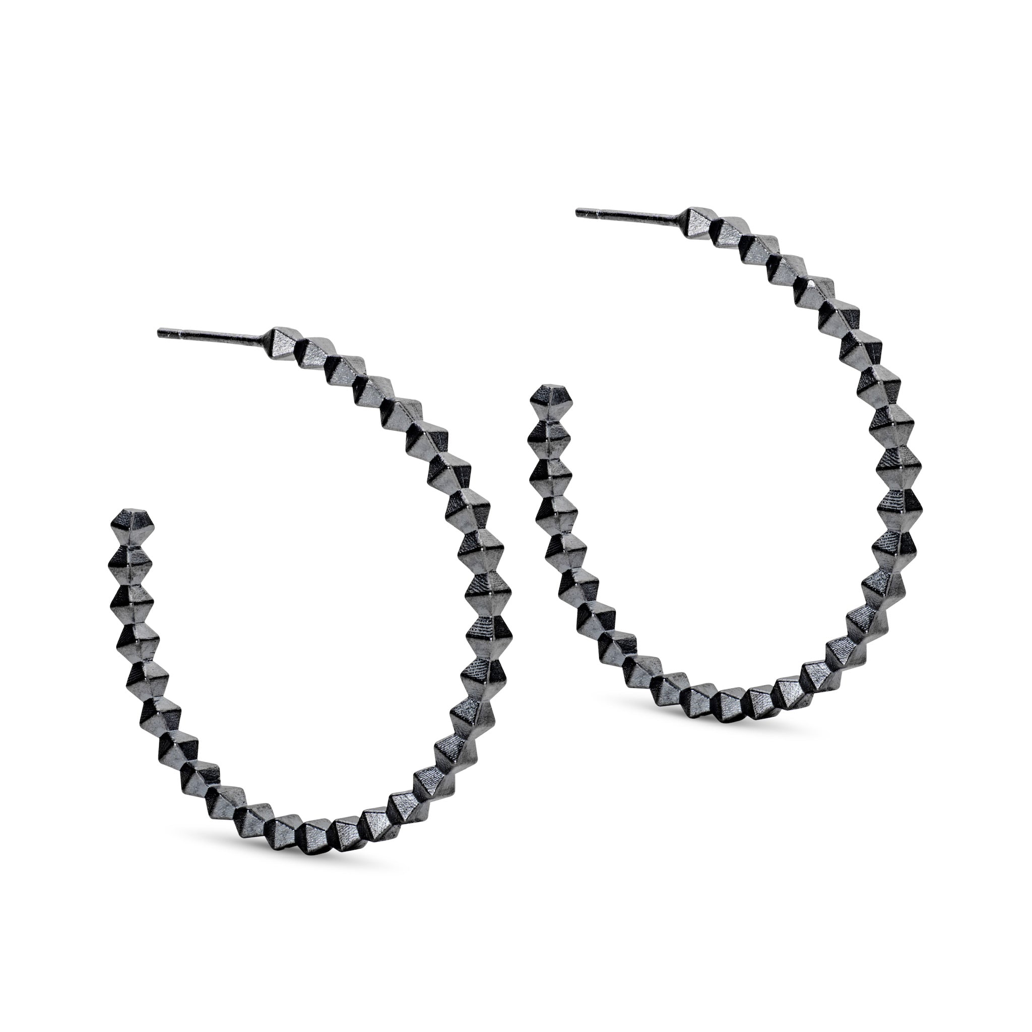 Black Pyra Large Hoop Earrings