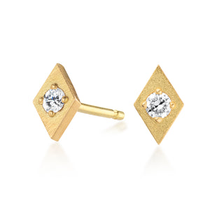 Gold Geometric Diamond Stud Earrings