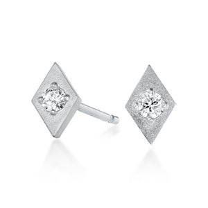 White Gold Geometric Diamond Stud Earrings