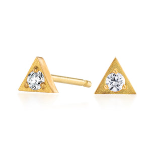 Gold Triangle Stud Diamond Earrings