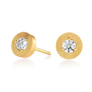 18ct Gold Circle stud Diamond Earrings