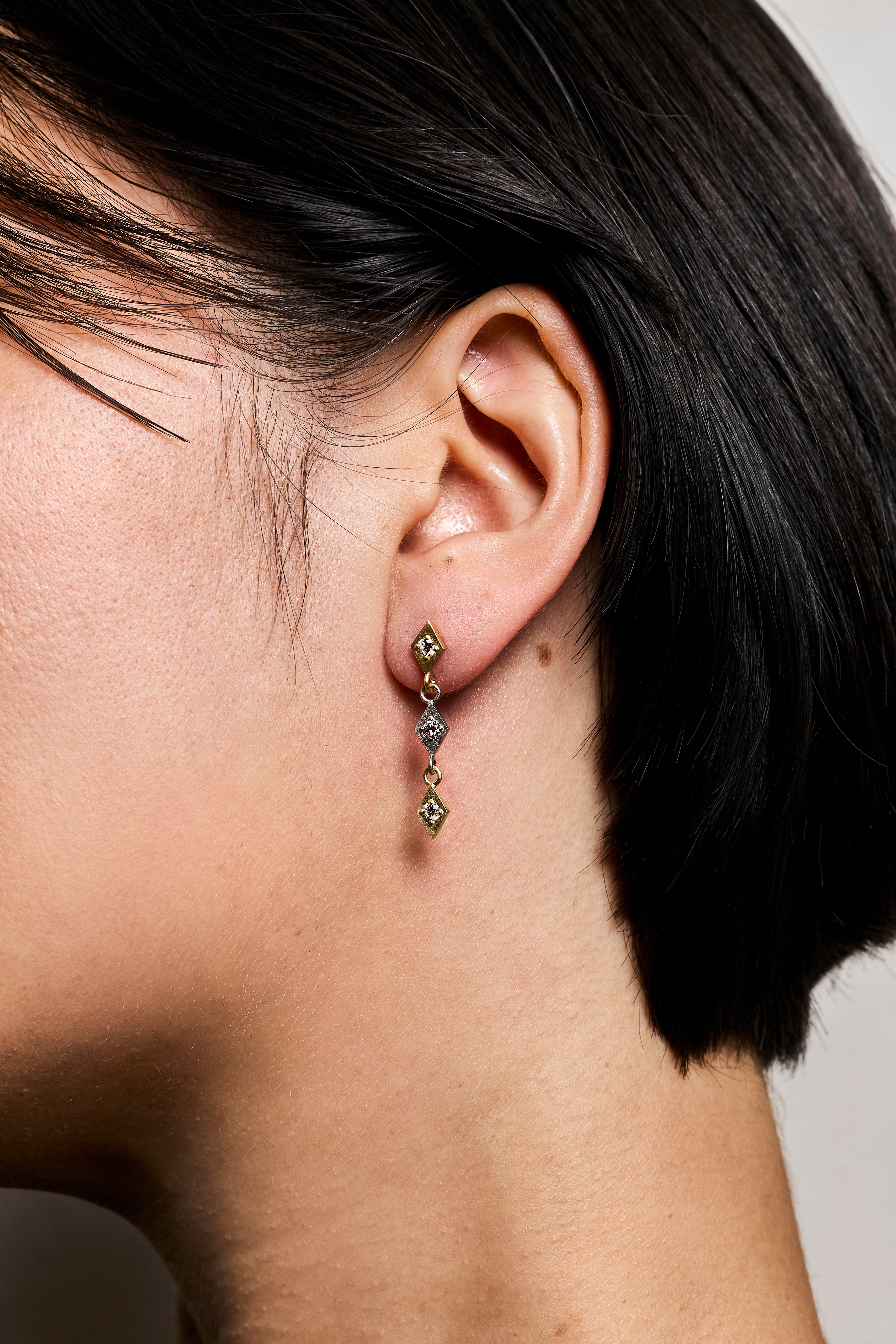 Harlequin Diamond Drop Earrings in 18ct Gold